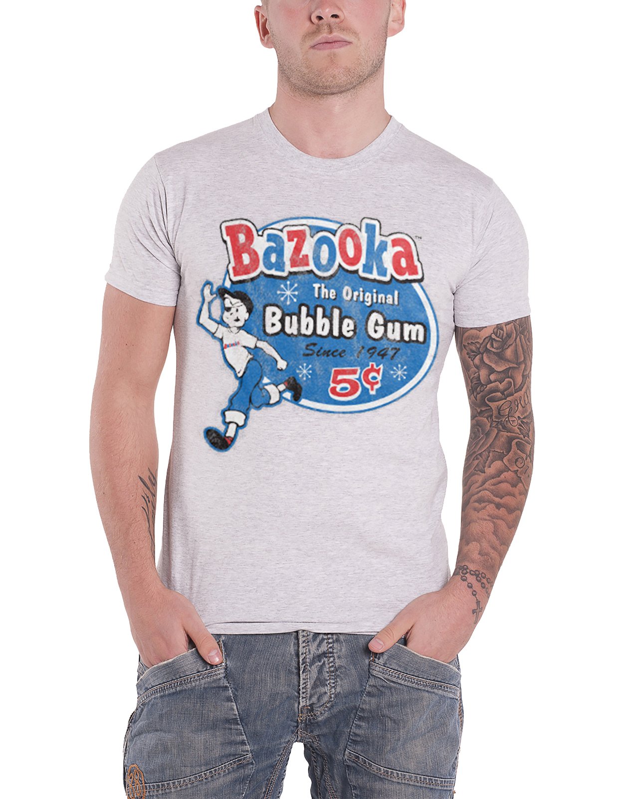 Bazooka Joe T Shirt The Original Official Mens Hyper Grey