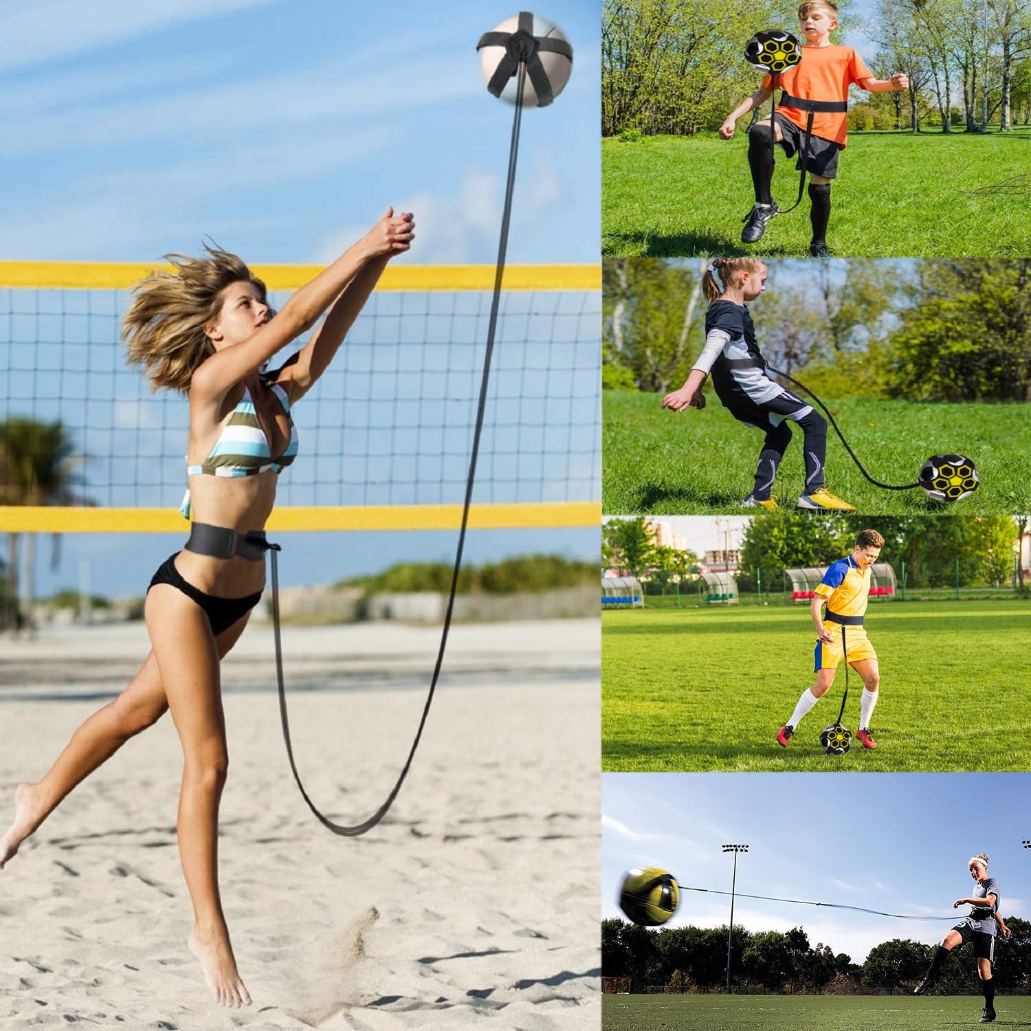 Piłka nożna Kick Trainer przyrząd treningowy do piłki nożnej/siatkówki, trening piłki nożnej dla dzieci, trener kicktrainer z regulowanym paskiem, pomoc w treningu piłki nożnej dla dzieci