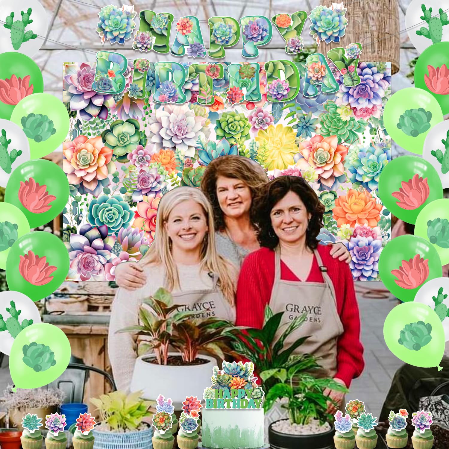 Amazon.com: Succulent Party DecorationsFloral Birthday DecorationsSucculent  Birthday Party Supplies Include Garden Theme Banner Ballons Succulent Cake  Toppers : Toys & Games