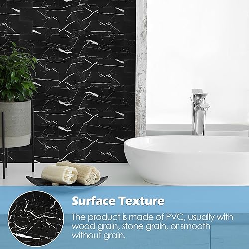 Vista 12 de Paquete de 1 lámina de revestimiento autoadhesivo de 12 x 12 pulgadas, baldosa de pared de PVC para cocina, baño, chimenea, mesa de lavandería o gris