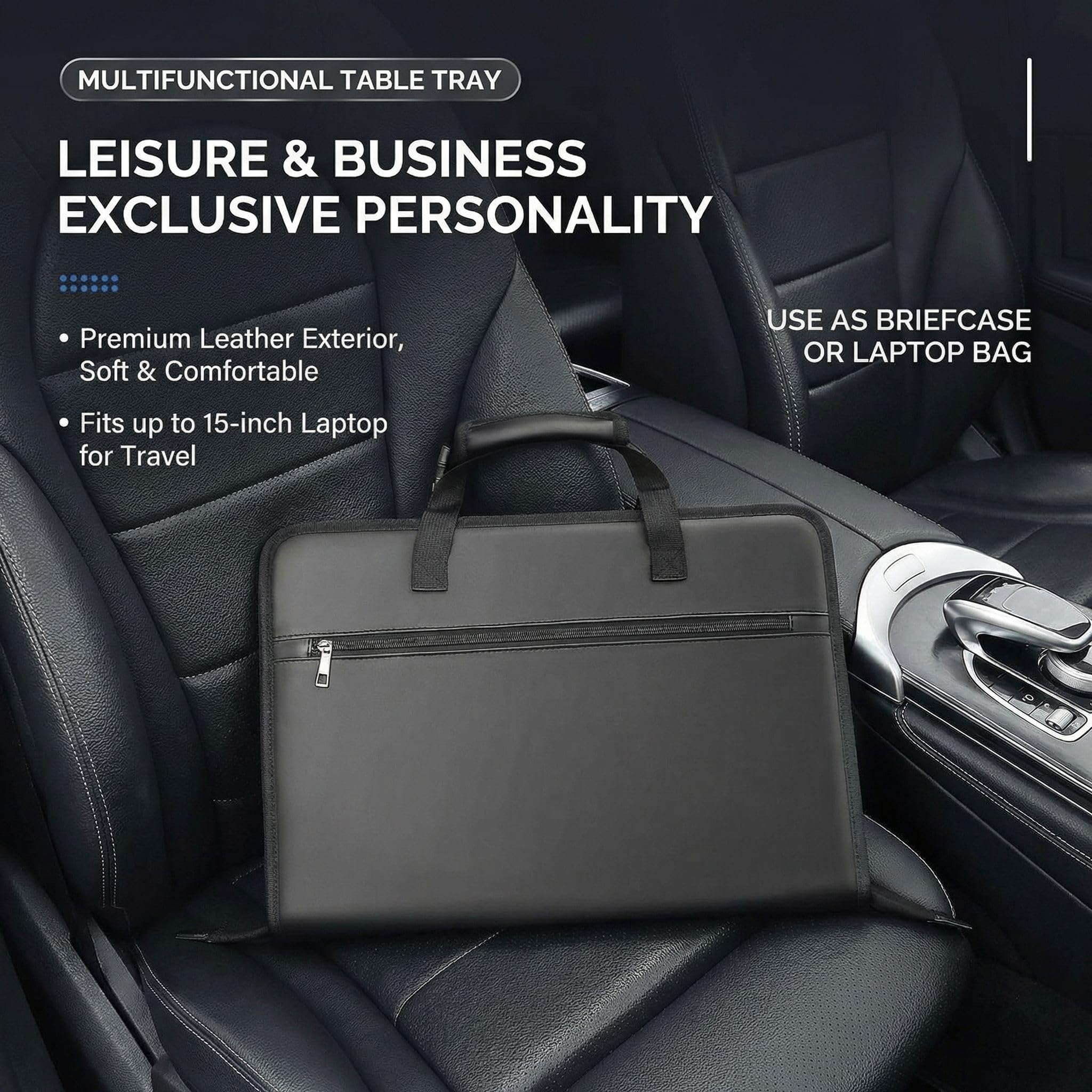 Tavolino per Auto per VW Tiguan L Tiguan R Line 2021 2022 2023 Supporto Volante con Cinghie di Regolazione Laterali Scrivania Portatile e Organizzatore Sedile 2-in-1