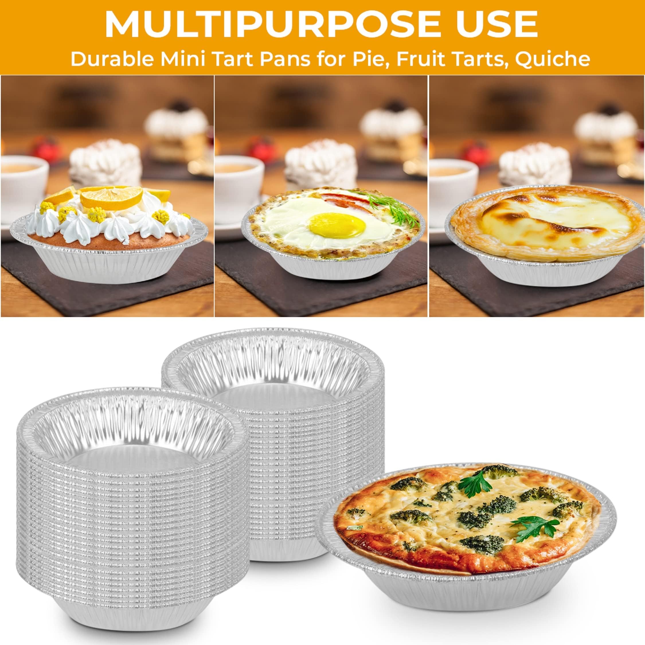 Moules à Tarte Aluminium Jetables - Lot De 100, 12,7 Cm - Parfait Pour Pâtisserie Maison Ou Pro