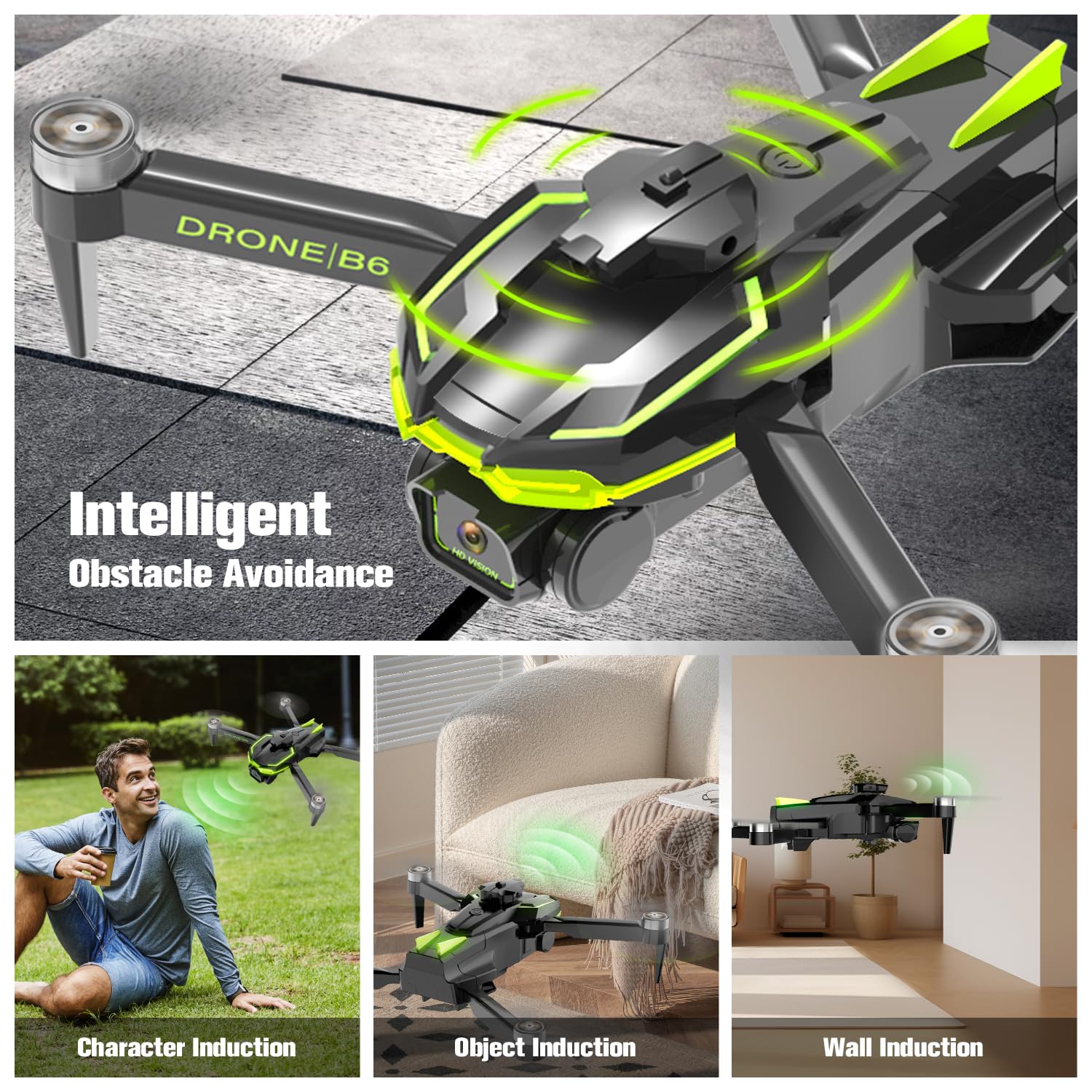 Dron con Camara 4K para Niño y Adultos RC Quadcopter con Motor sin Escobilla Mini Drone FPV con 40min de Vuelo/Altitud Retención/Fotografía Gestos, Juguete Regalo para Niño Cumpleaño Navidad (Black)