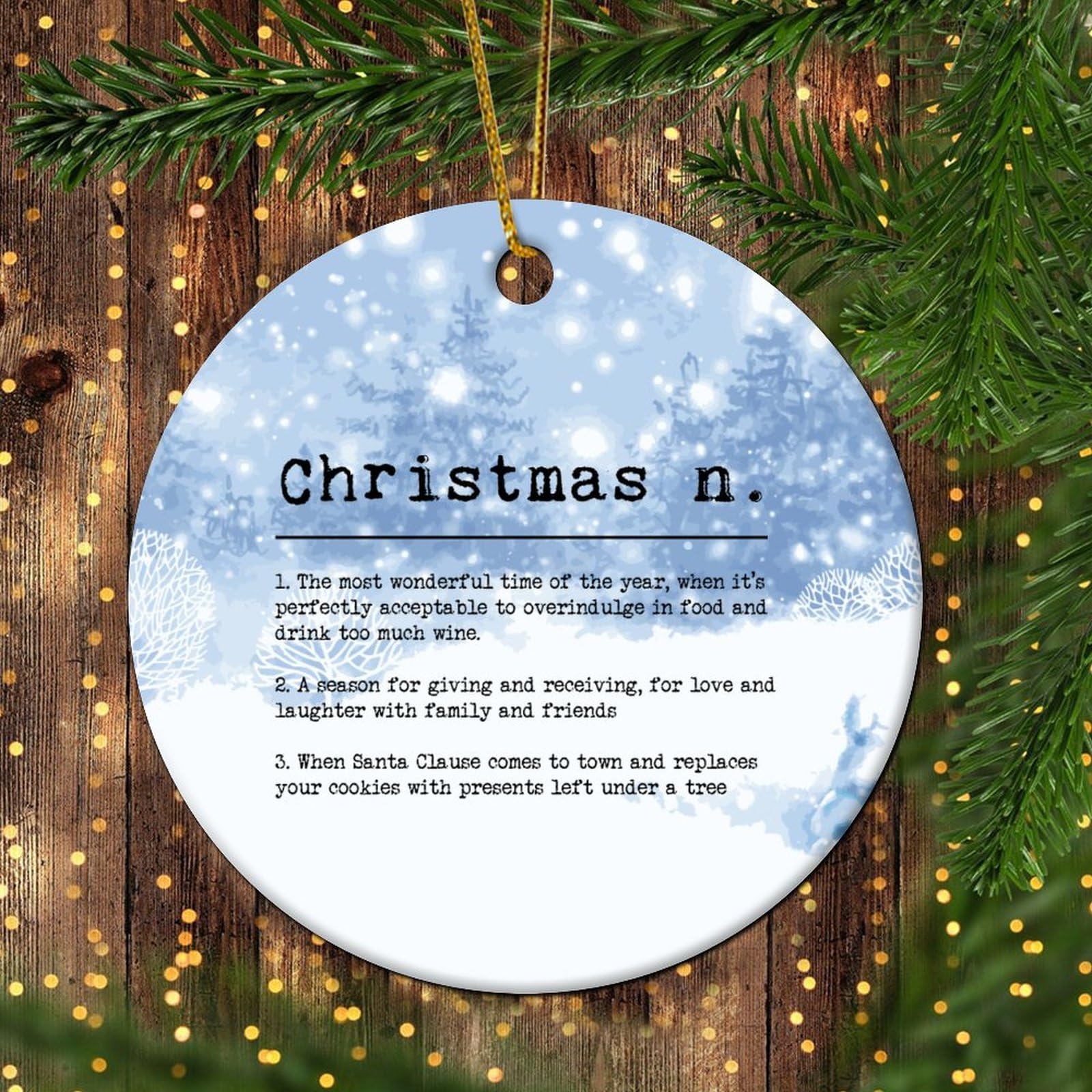 LITTLEGROVE SEEDS Christmas Definition Personalized Christmas Ornament 2023 Christmas Definition Typography Ornament for Christmas Tree Decor Novelty Gifts for Anniversary Holiday Pendants 3 Inch