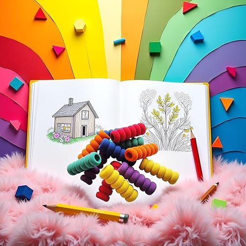 Htppzjr 10 empuñaduras para lápices, empuñaduras de espuma acolchada suave, suministros especiales, ayuda de escritura larga para zurdos y diestros,