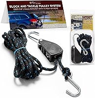 Vista 1 de Rope Ratchet Sistema de polea de bloque y aparejos de 3/8", Polipasto ajustable para equipo de elevación, Plataforma de utilidad al aire libre