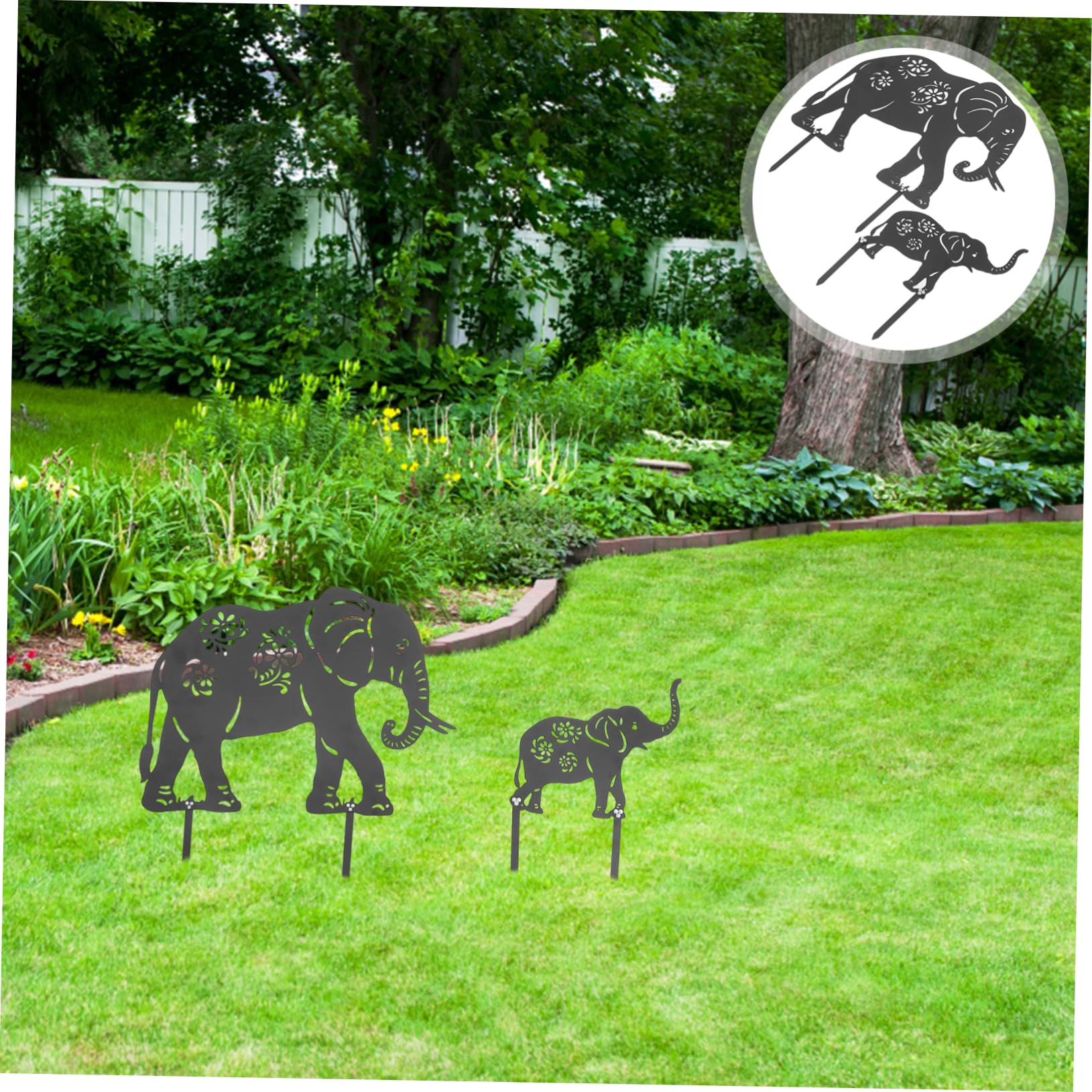 HANABASS Puntali da Giardino Animale in Ferro Neri, 2 Pezzi | Decorazione per Vialetto e Prato, Uso Esterno, Installazione Semplice, Decorazione Animale per Appassionati di Giardino