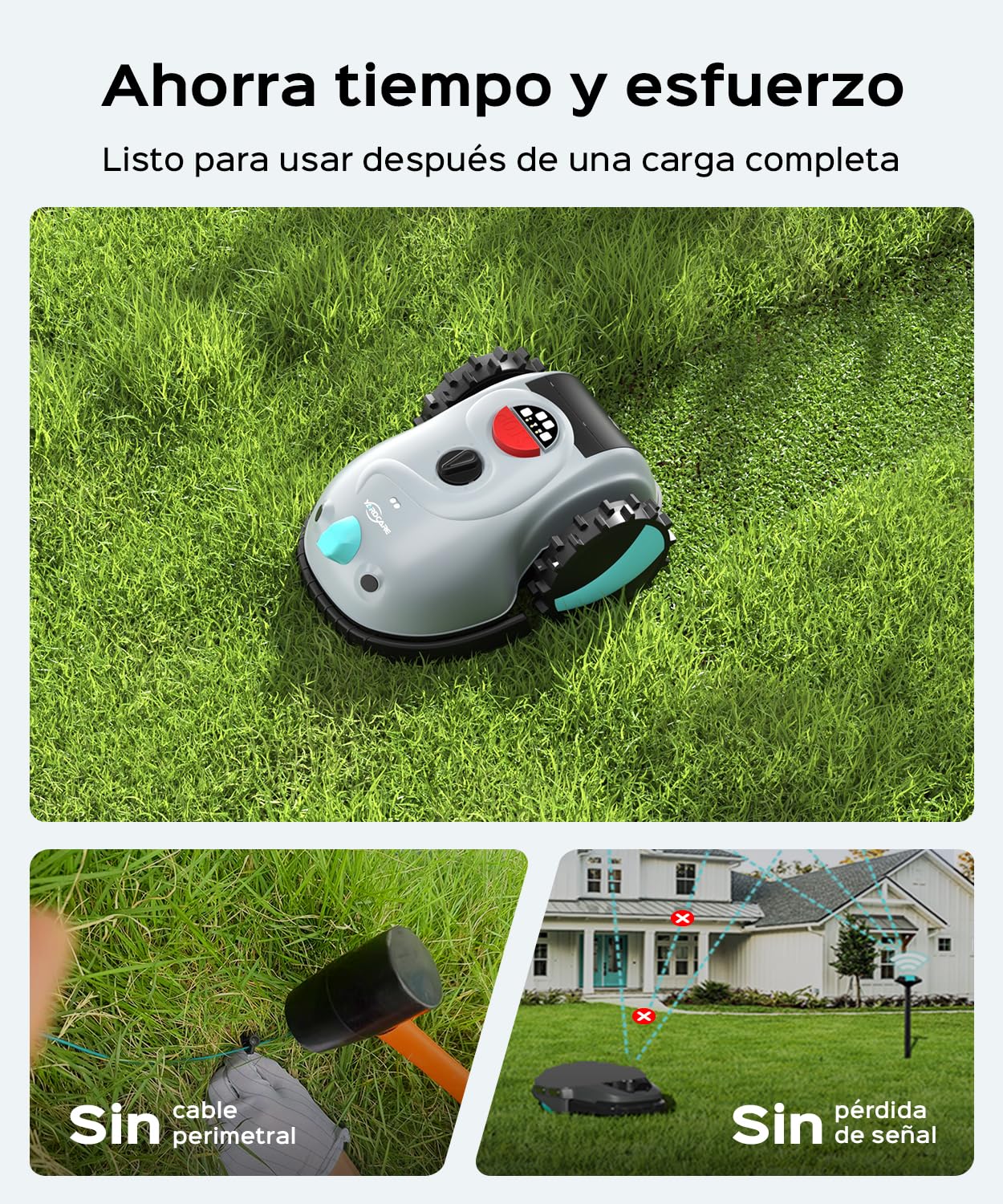 YARDCARE V100 Robot Cortacésped sin Cable Perimetral, hasta 150 m² | Navegación por visión, Instalación sencilla, No requiere RTK, Detección de 150 Obstáculos, Apto para jardines pequeños