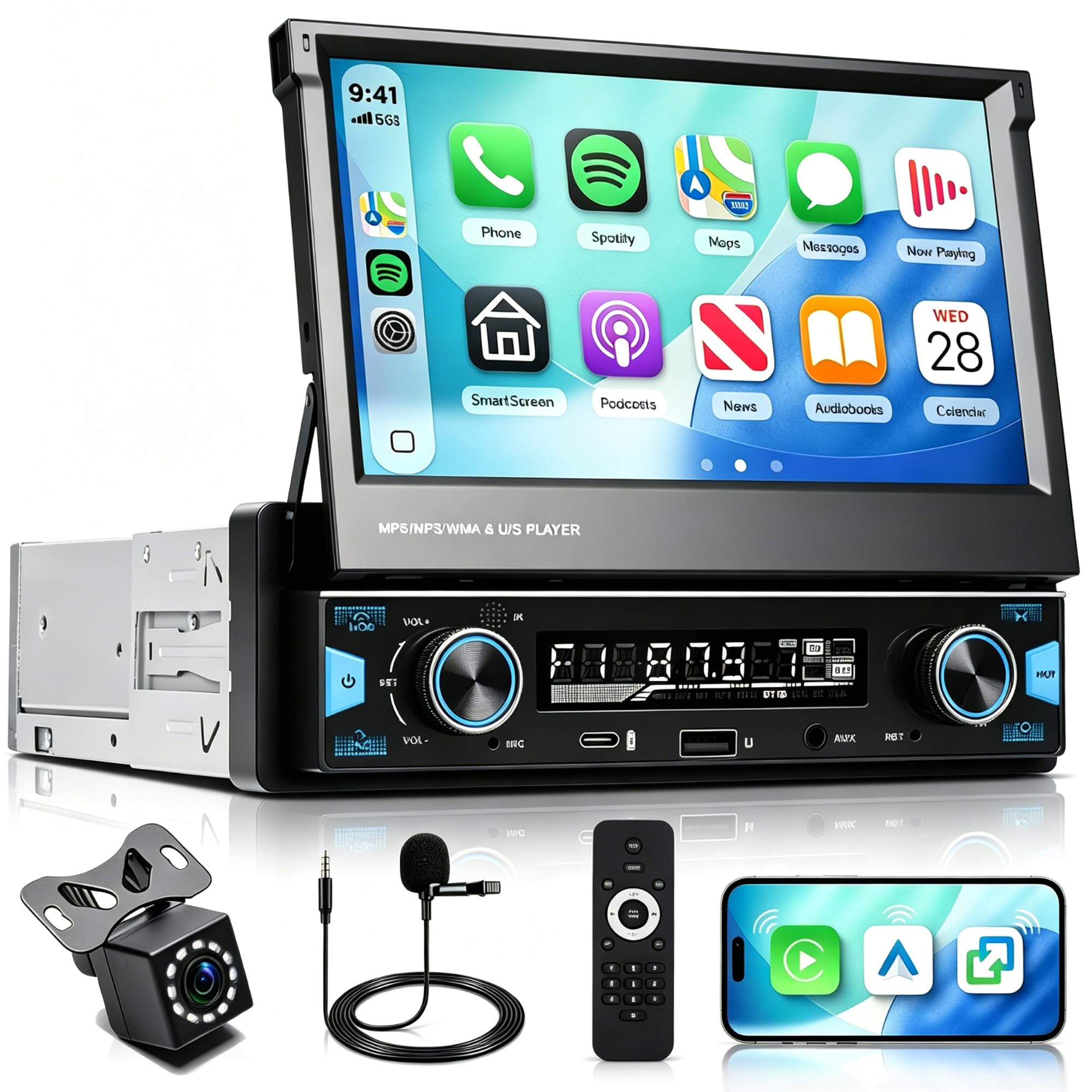 7 Inch Single DIN Flip Out Car Stereo (KYNNT)