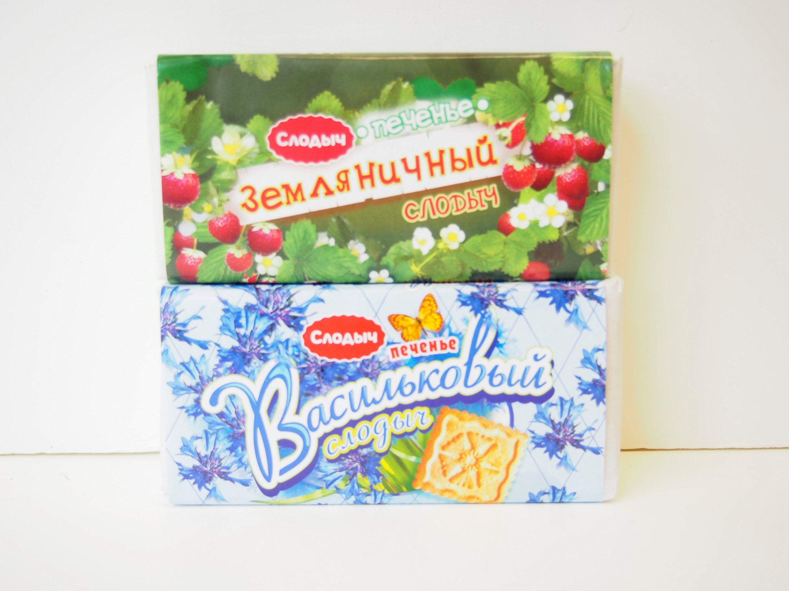 Belarusian Sugar Biscuits Variety 2 Packs – Strawberry Slodych & Cornflower Slodych