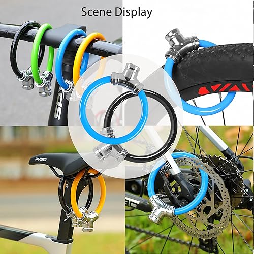 Miniatura 4 de 2 candados de bicicleta de 0.394 pulgadas  Anillo de aleación de zinc de 7 pines con llaves, 3.95 oz ligero y cadena extendida para