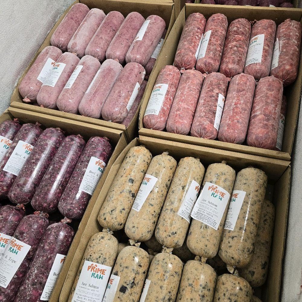 Pack of 20 premium Prime raw frozen dog food chubs mince 80/10/10 completes Chubs