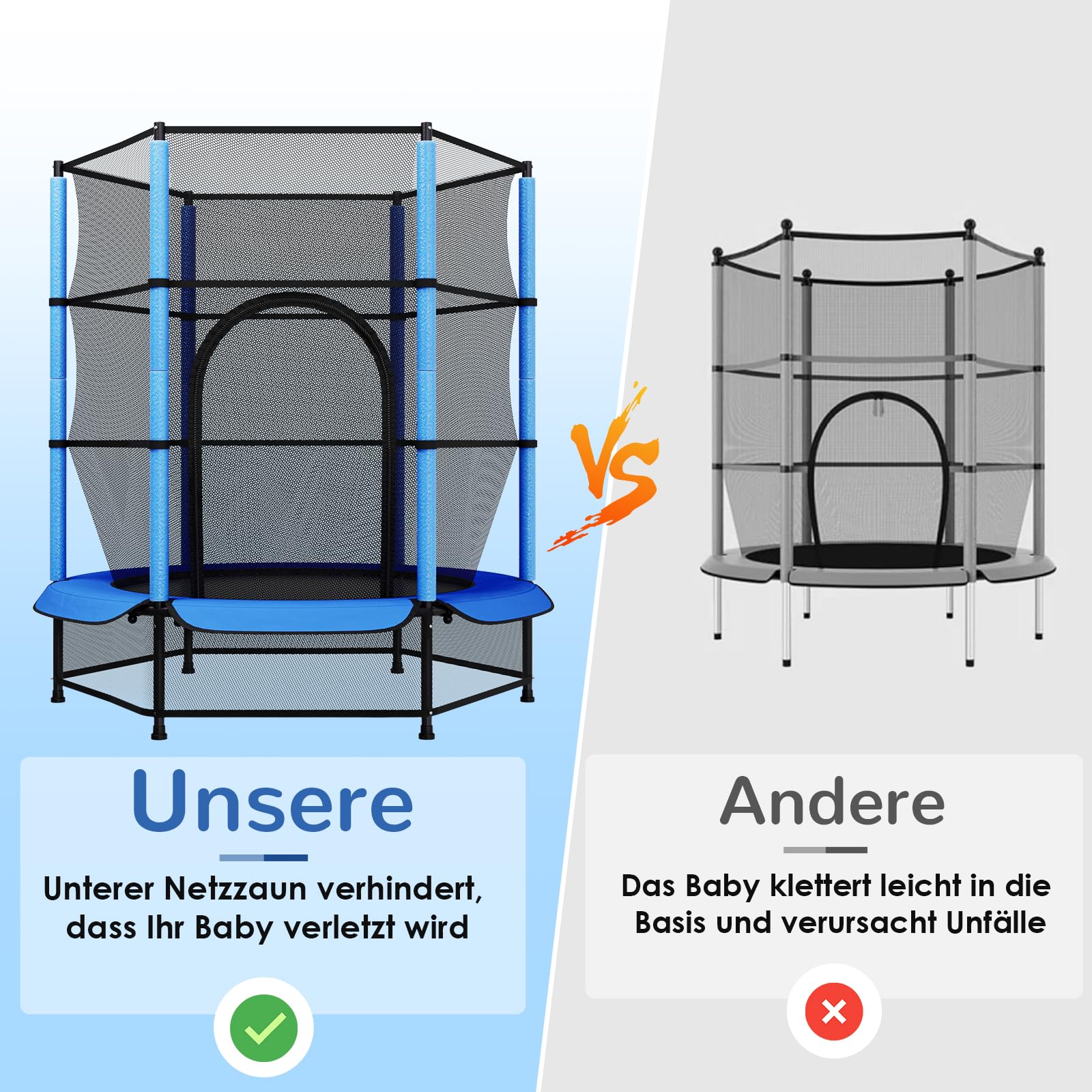 LIFERUN Trampolín para niños, para Exteriores, diámetro de 140 cm, para Interiores y niños, con Red de Seguridad, para Entrenamiento y Entretenimiento, hasta 50 kg, Juguete para niños