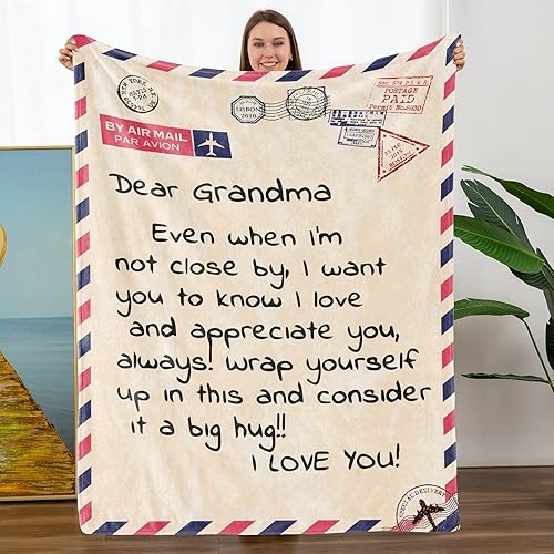 TURMTF Regalos de cumpleaños para abuela, un abrazo conmovedor en una manta para abuela, regalos de Navidad para jubilación para abuela (55 x 70,