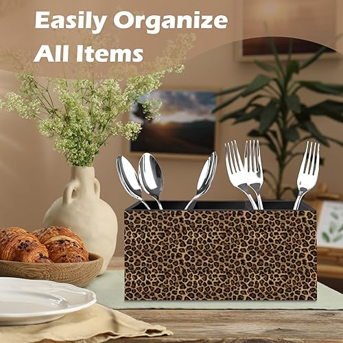 Miniatura 3 de DILSJ Organizador de lápices con estampado de leopardo retro moderno para escritorio, decoración de habitación de guepardo, regalos con estampado de