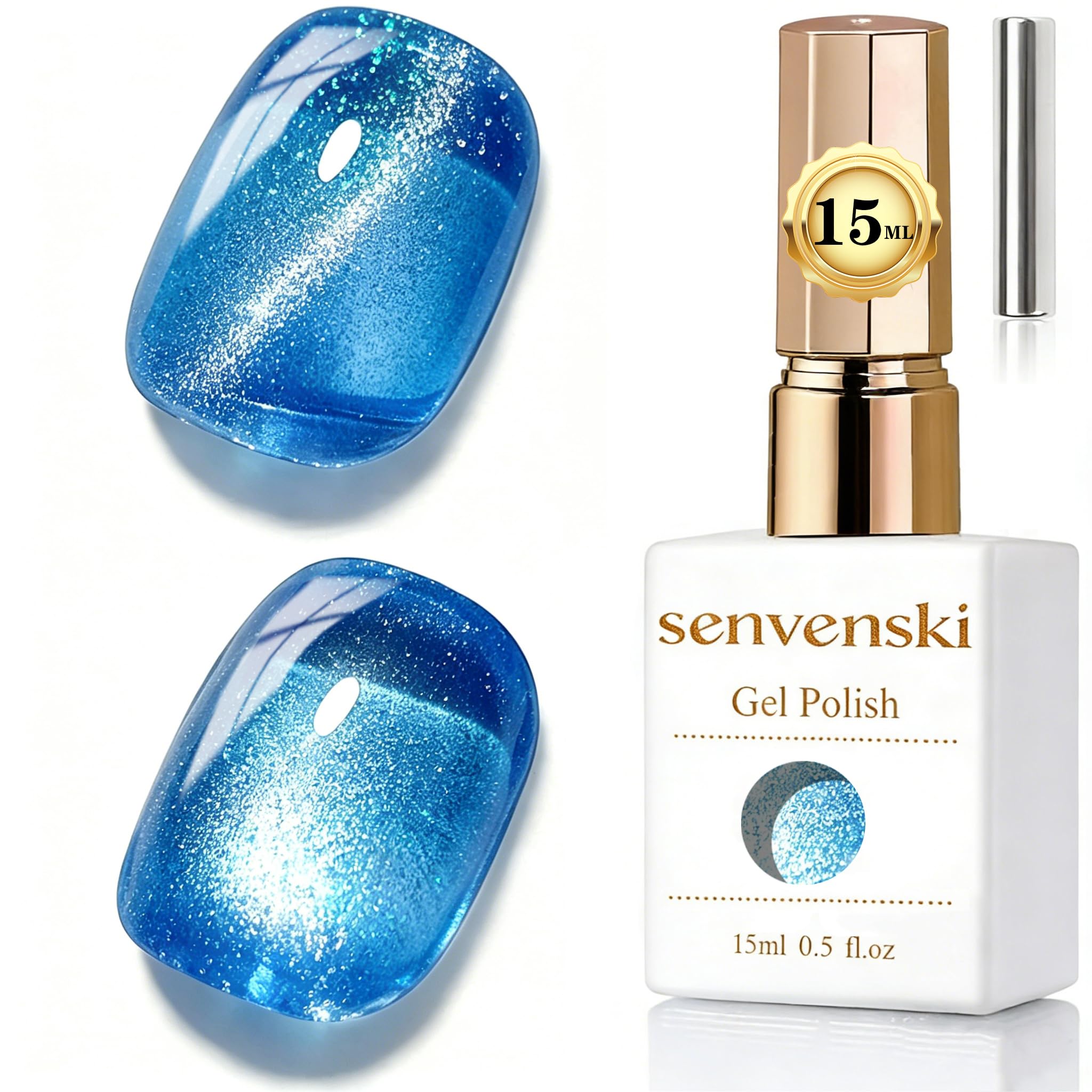 Senvenski Gelee Glas Cat Eye Gel Nagellack mit Magnet 15ML Magnetisch 3D Galaxie Holographisch Reflektierend Glitzernd Durchsichtig Farbe Gellack Salon Home DIY
