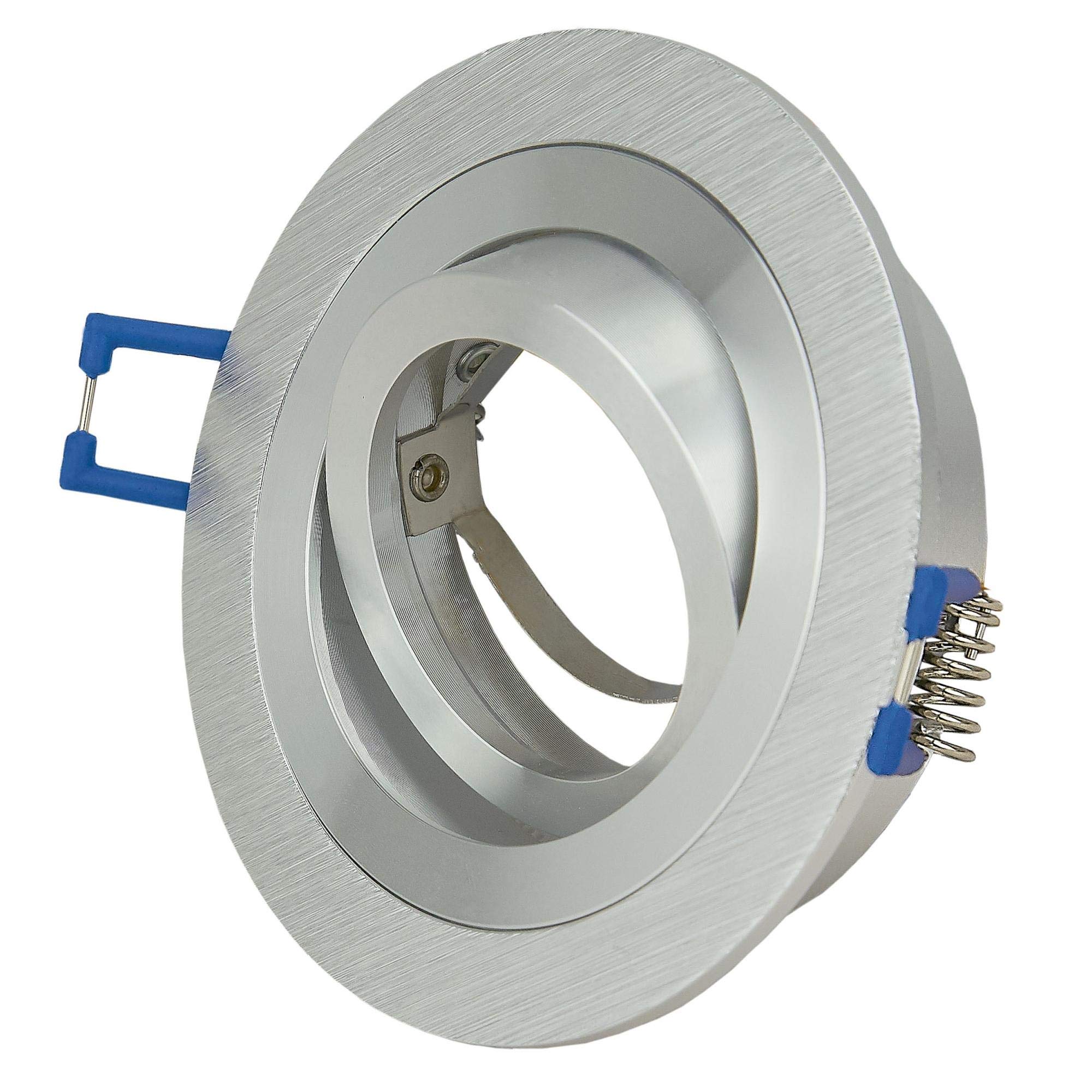 12x Einbaurahmen Set Edelstahl gebürstet rund für Einbaustrahler aus Glas - Rahmen für GU10 MR16 Leuchtmittel - 80mm Bohrloch Deckenstrahler Strahler Einbauspot Einbauleuchte