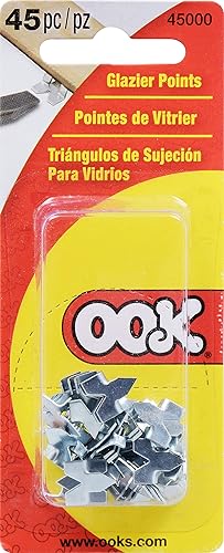 OOK Puntos de empuje de acristalamiento, puntas de cristal, acero, acabado de zinc (45 piezas), metálicos