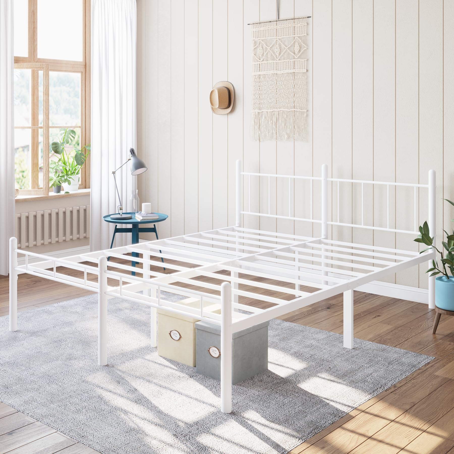 Kinshionroyal 14 Inch King Size Bed Frame No Box Spring Needed,Metal Platform with Headboard and Footboard,Heavy Duty Slats Support Easy Assemble