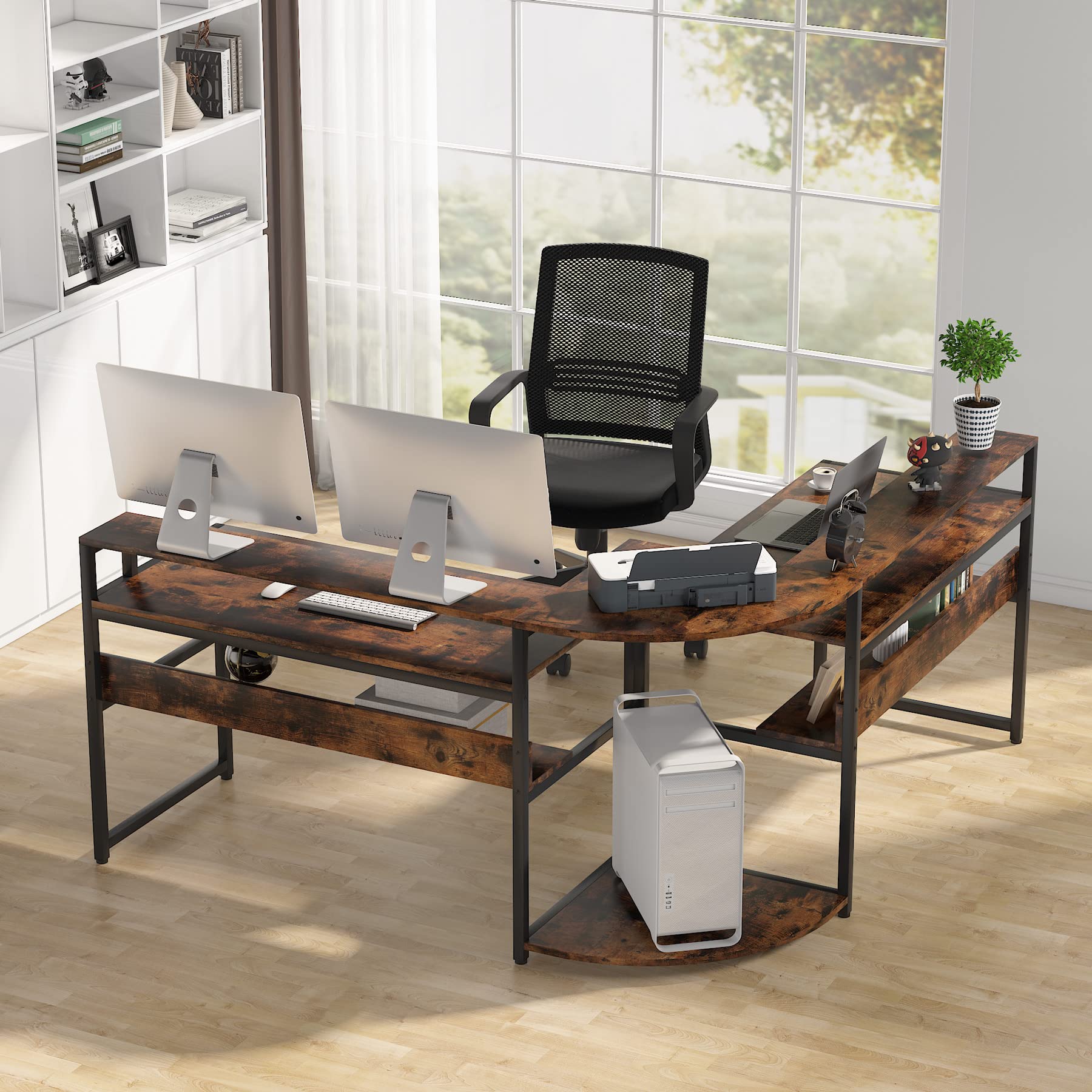 Buy Tribesigns LShaped Computer Desk with Storage Shelves, Modern