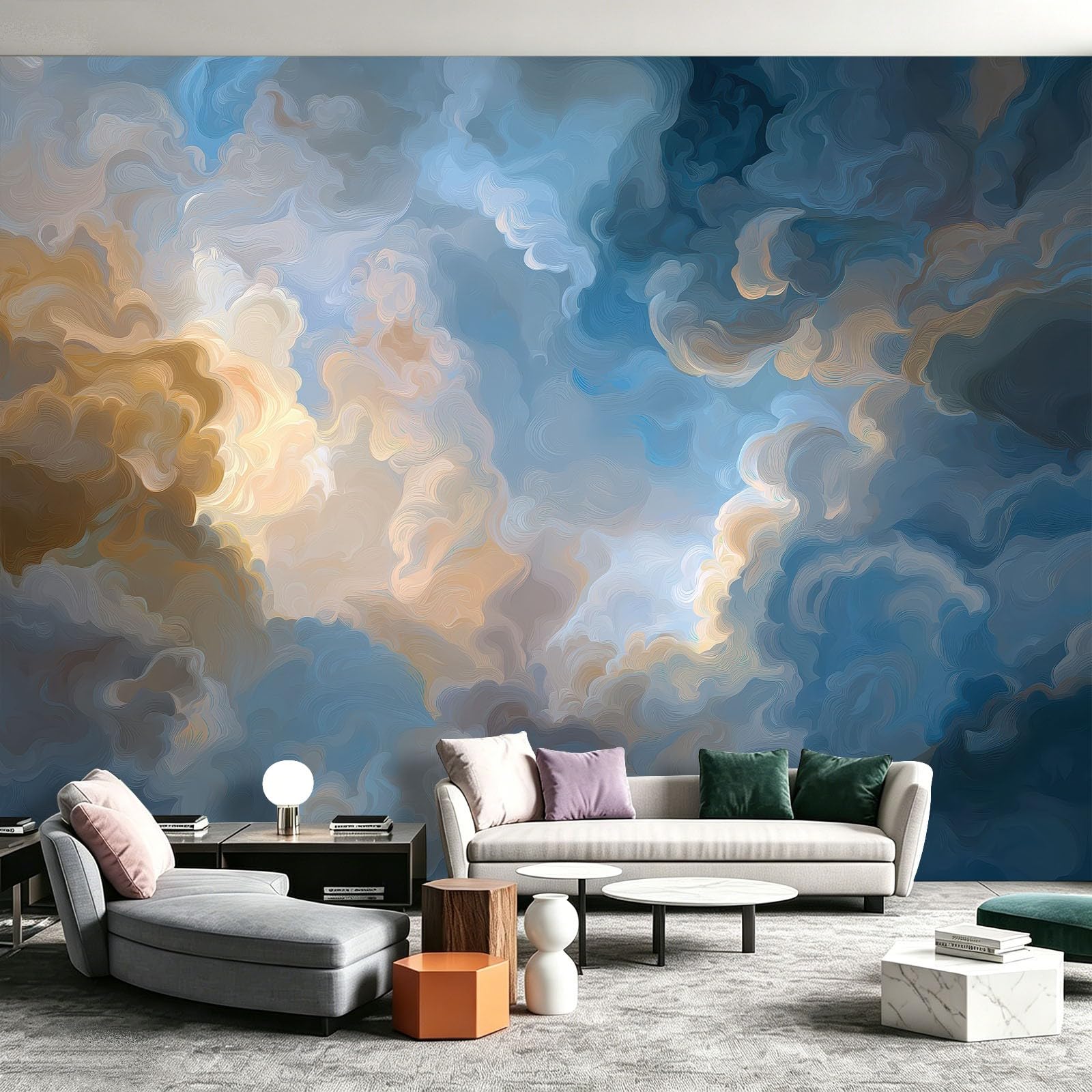 Panoramiczna tapeta niebo mgiełka chmury 200 x 140 cm (szer. x wys.) gigantyczny plakat ścienny tekstura dekoracja artystyczna - fototapeta z włókniny do salonu, sypialni, tło TV i biura (łatwy w