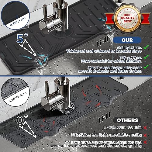 Miniatura 4 de Bandeja colectora de goteo para mango de grifo de silicona, tapete de grifo de silicona, soporte para esponja de jabón de platos para accesorios