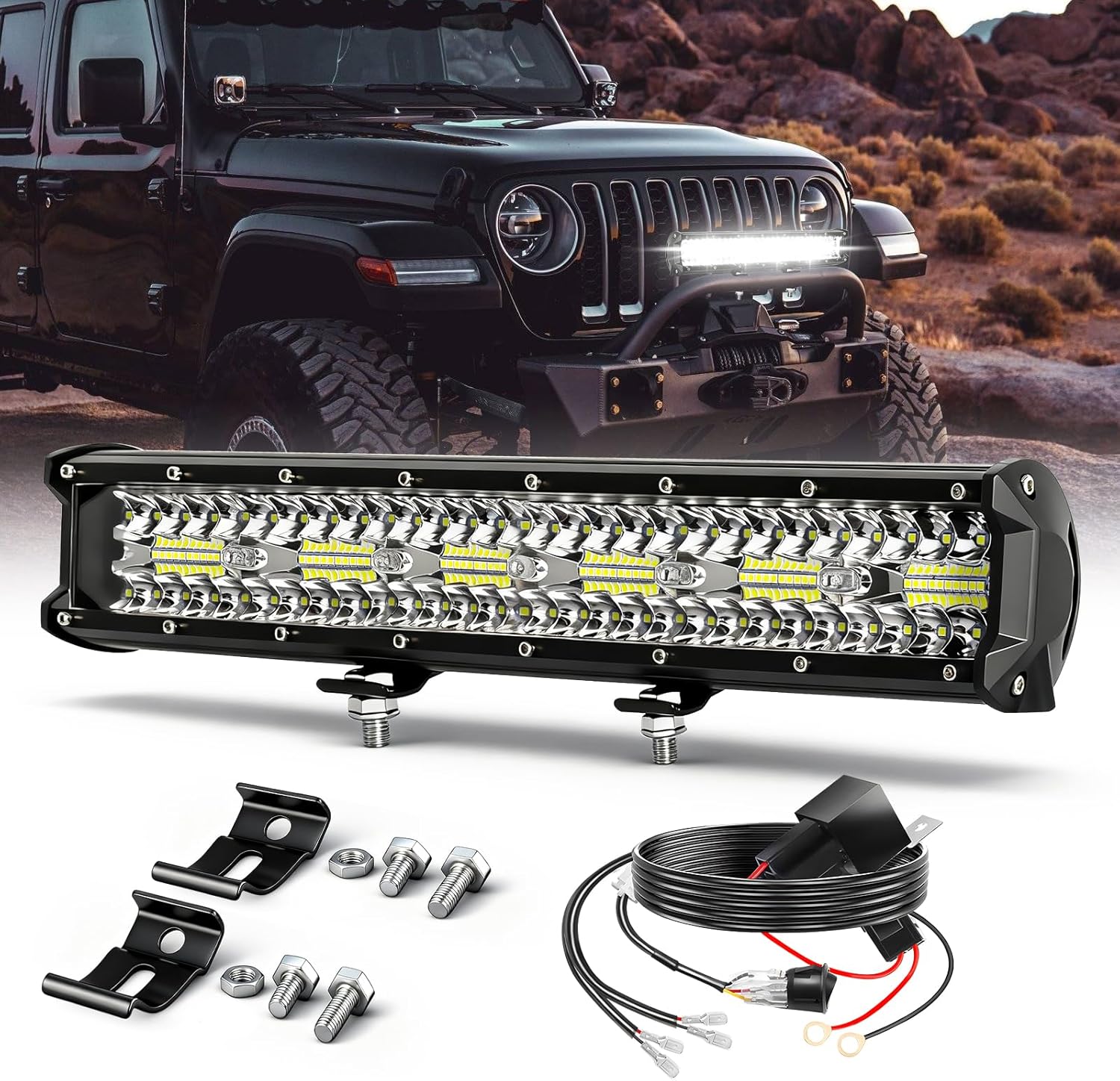 CO LIGHT No Drill Universal Bull Bar Front Bumper License Plate Mount Bracket Aluminum Alloy Holder for Offroad Light Bar Pods Driving Lights Compatible with JK JL Truck SUV Pickup ATV UTV Black
