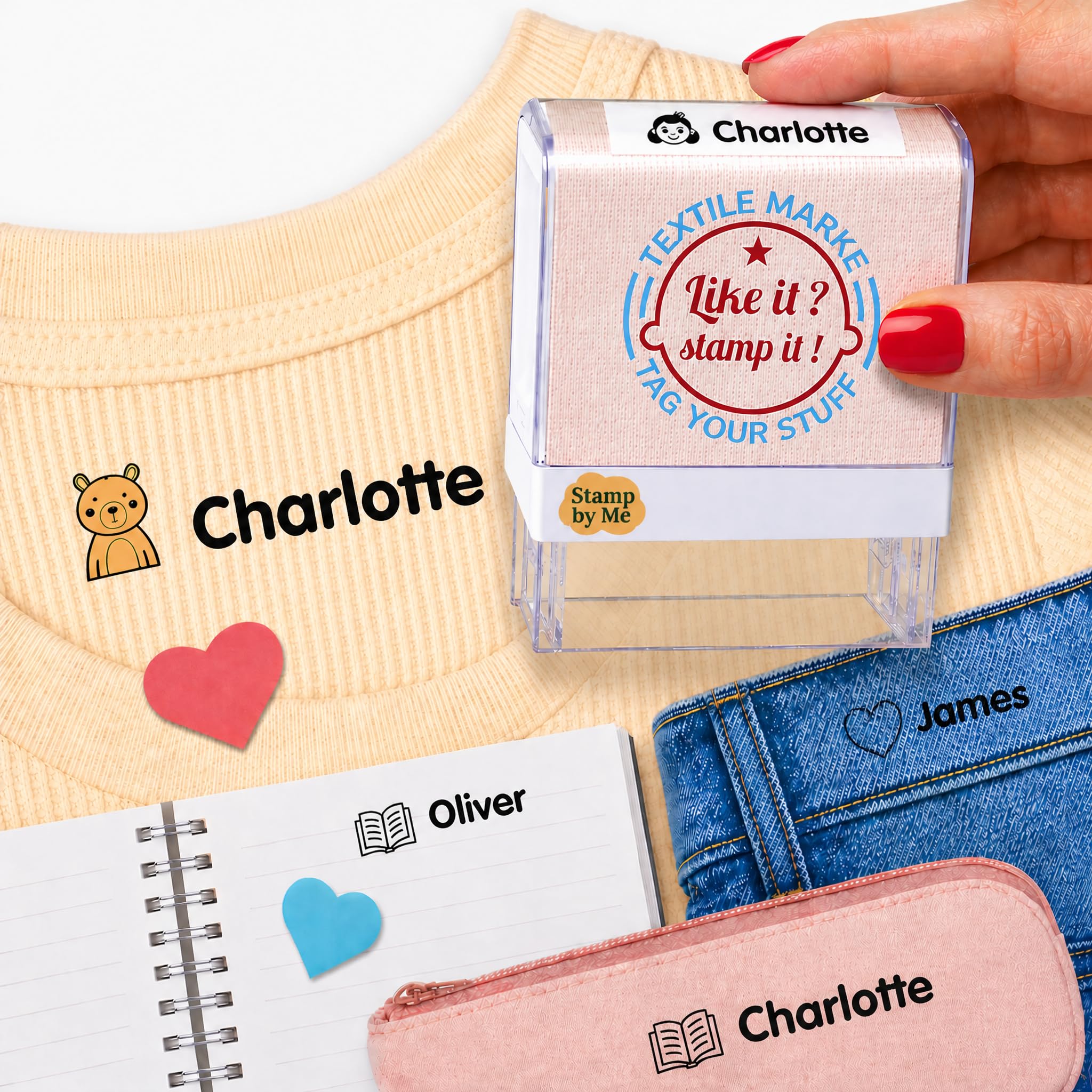 Sello de Ropa Personalizado para Niños | Marcador de Nombre Textil Impermeable para Uniformes Escolares