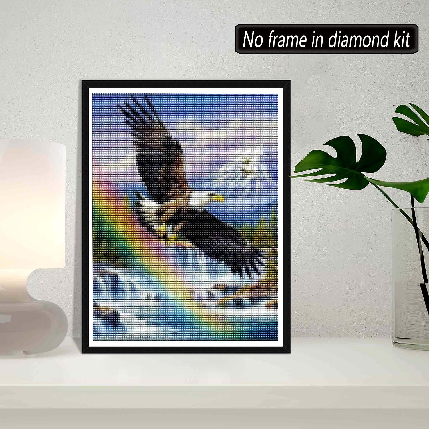 5D Diamond Painting Rainbow Snow Mountain Eagle Full Drill by Number Kits, SKRYUIE DIY Rhinestone Pasted Paint with Diamond Set Arts Craft Decorations (12x16inch)