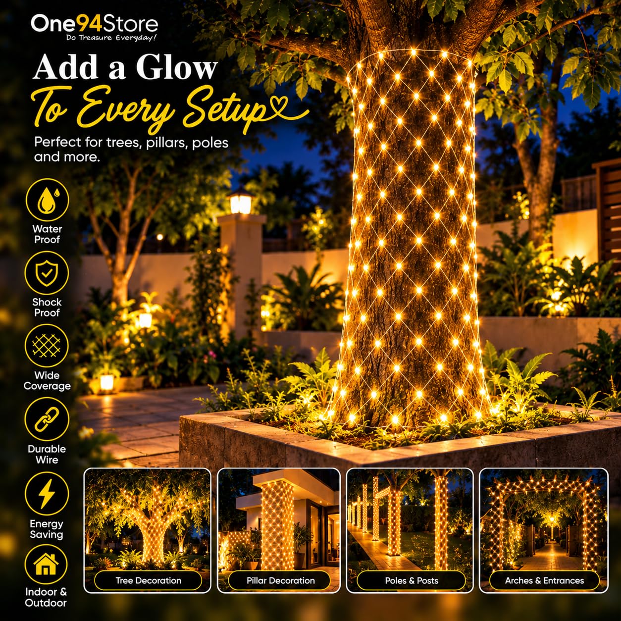 Warm White Fairy String Lights - 240 LEDs, 8 Modes -5