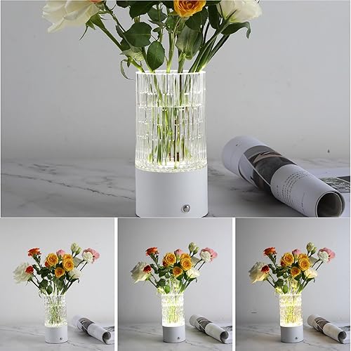 Miniatura 2 de Lámpara de mesa bohemia, lámpara de mesa de cristal con 3 modos de iluminación, control de botón, inalámbrico, decorativa, LED, lámpara de lado para