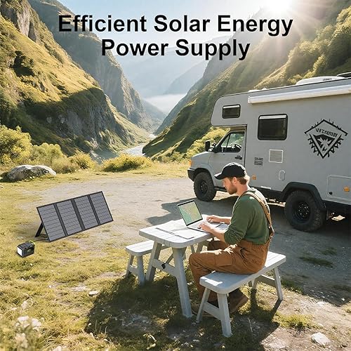Miniatura 8 de Cargador de paneles solares portátiles de 60 W con salidas USB-C, USB-A y CC, panel solar impermeable IP67 plegable para camping, senderismo,