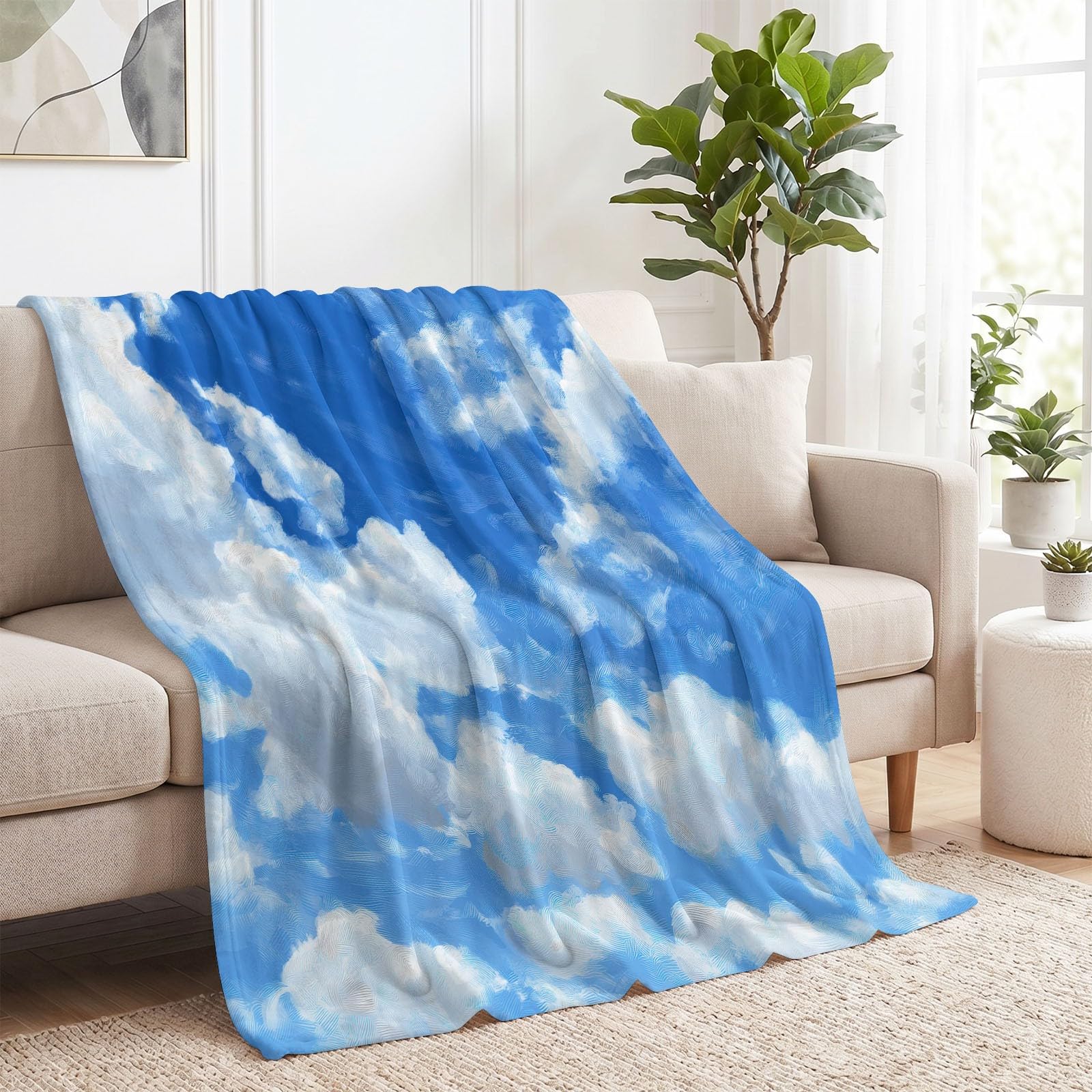 Generisch Natura białe chmury dziecięcy koc do przytulania 150 x 200 cm