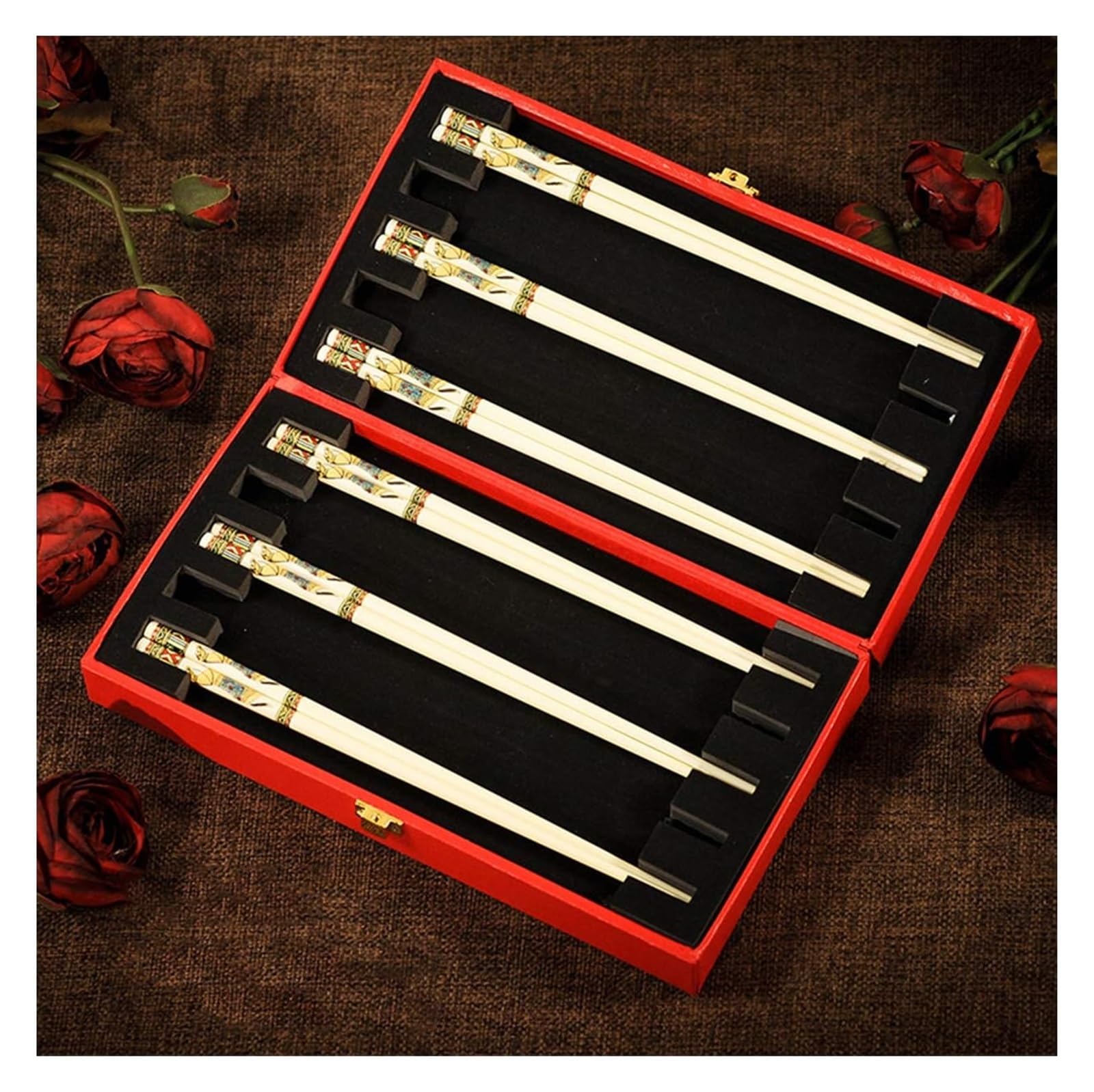 Jeu de baguettes, Baguettes chinoises en porcelaine blanche, coffret cadeau de qualité supérieure, 10 paires baguettes à sushi japonaises réutilisables, 24,2 cm A-6(6 pairs)