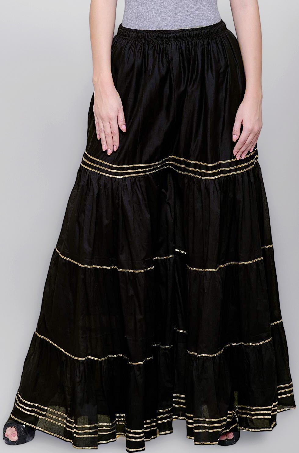 Girl's Regular Fit Sharara Pants (CIP006, Black, Free Size)