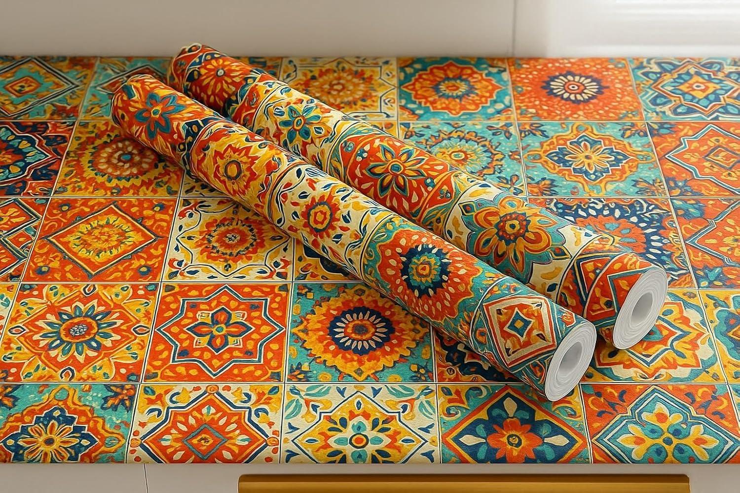 TEKCOOL Grey Flower Kitchen Wallpaper