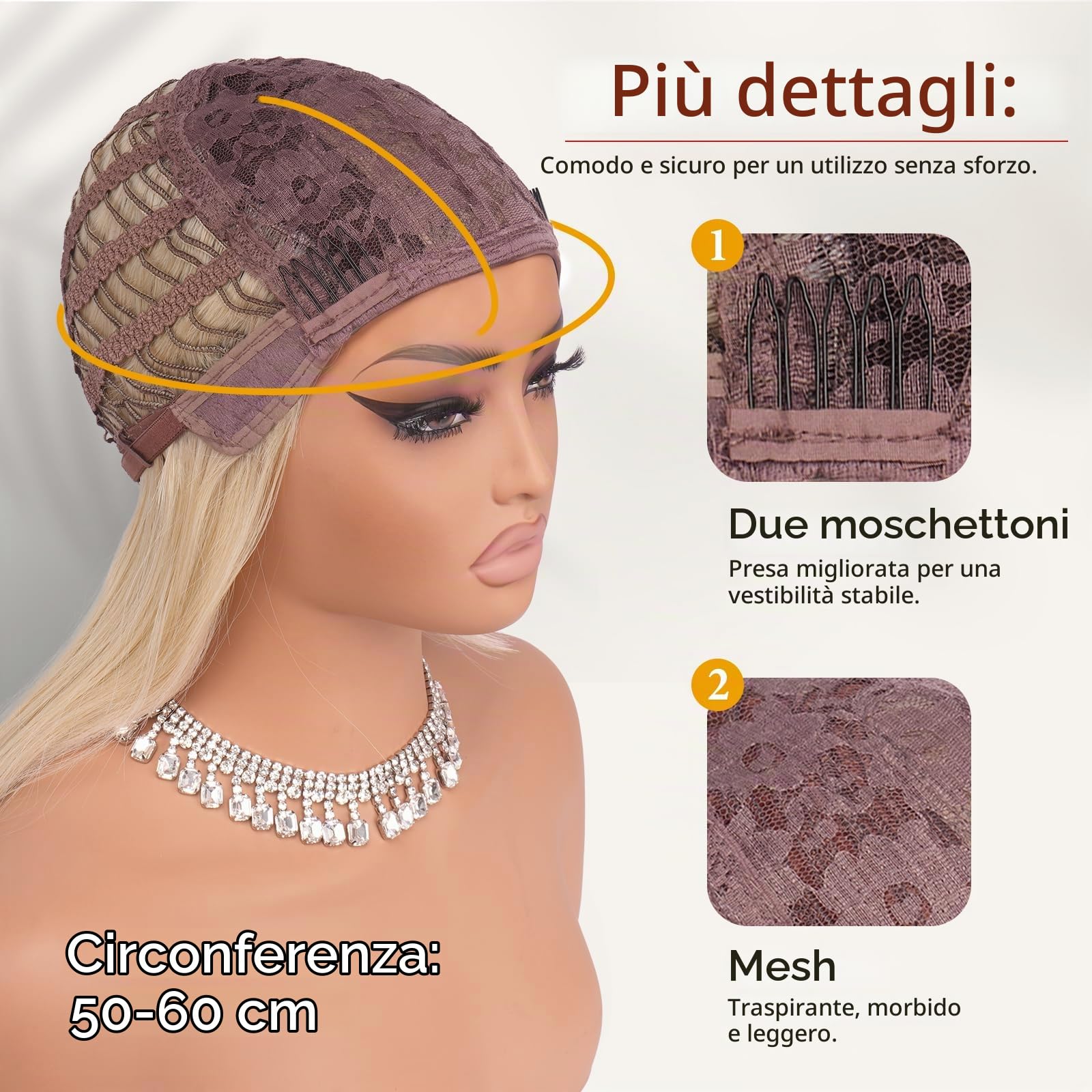 Sofeiyan Parrucca Lunga Dritto con Frangia, 40 cm Bionda Parrucca Donna Naturale Stratificato, Parrucche Sintetica Resistente per Use Quotidiano le Feste e il Cosplay