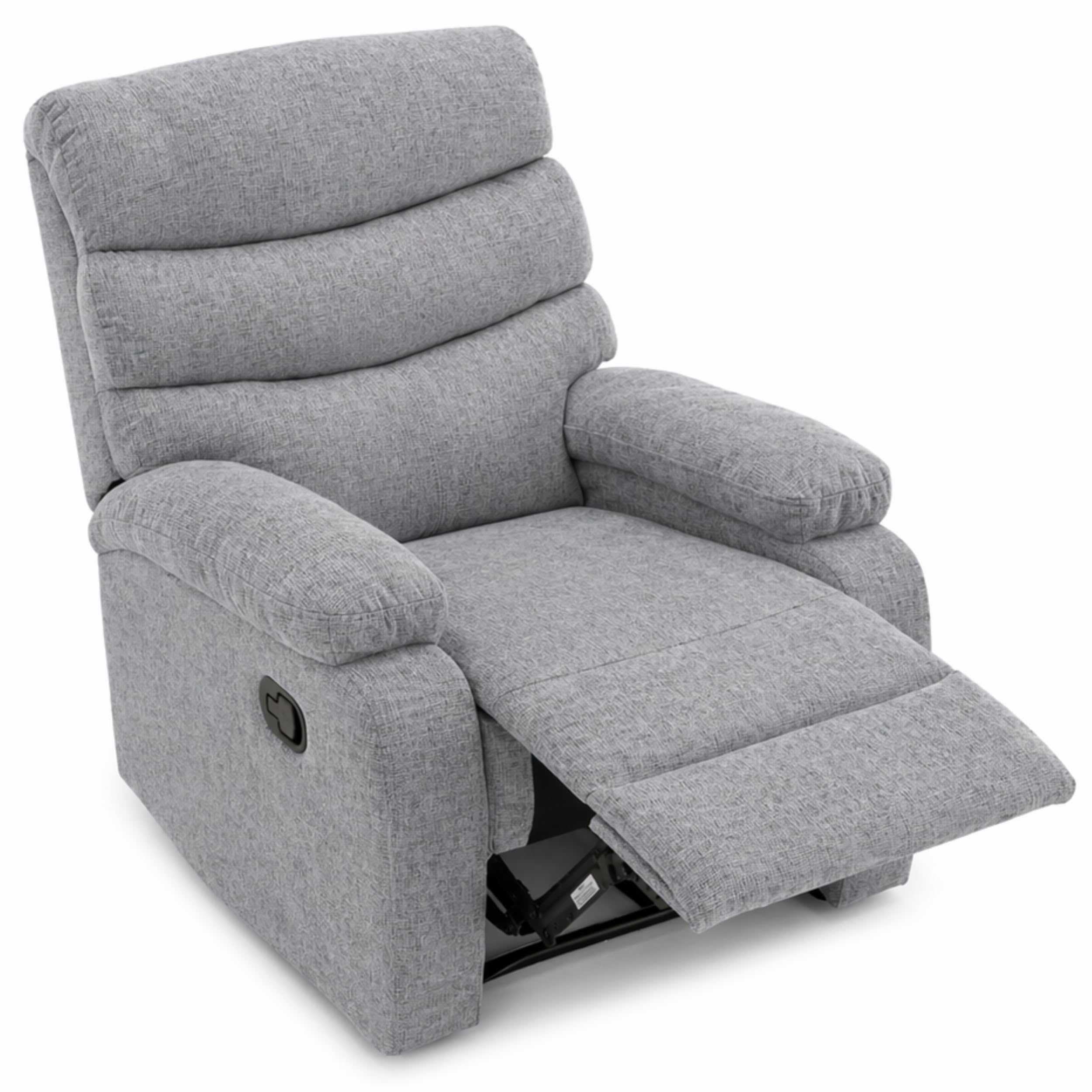 DESCANSIN - Sillon Relax Reclinable Manual con Palanca | Tapizado Tela Suave Antimanchas | Sillón Relax Asiento Firme y Respaldo Mullido | para 1 Persona | Relleno Resistente y Adaptable (Gris Claro)