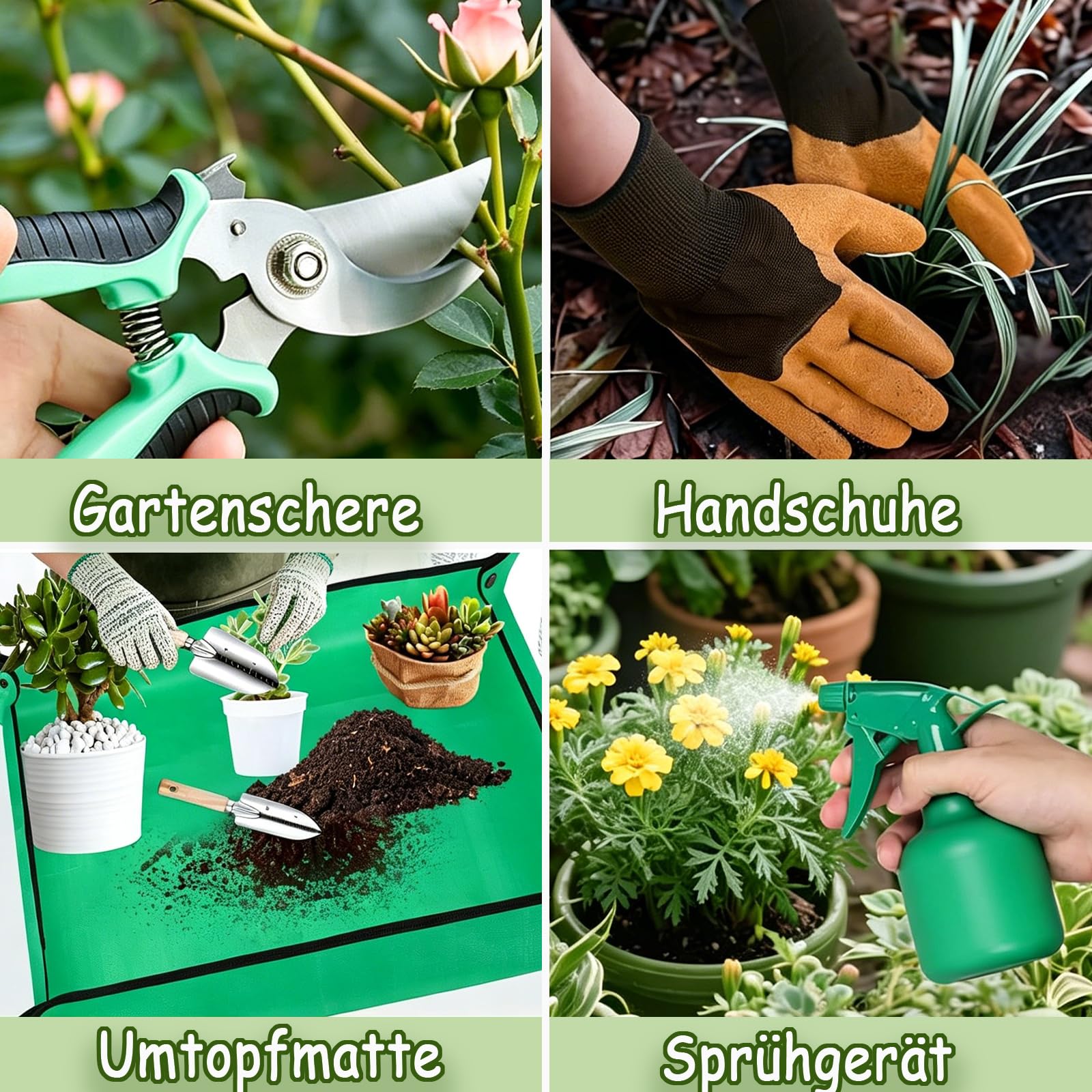 Gartenwerkzeug Set 12 Stück, Schwerlast Edelstahl Gartengeräte Set | mit Aufbewahrungstasche, ergonomischem Anti-Rutsch-Griff & Umtopfhilfe,Gartengeschenk für Frauen, Männer und Gartenliebhaber