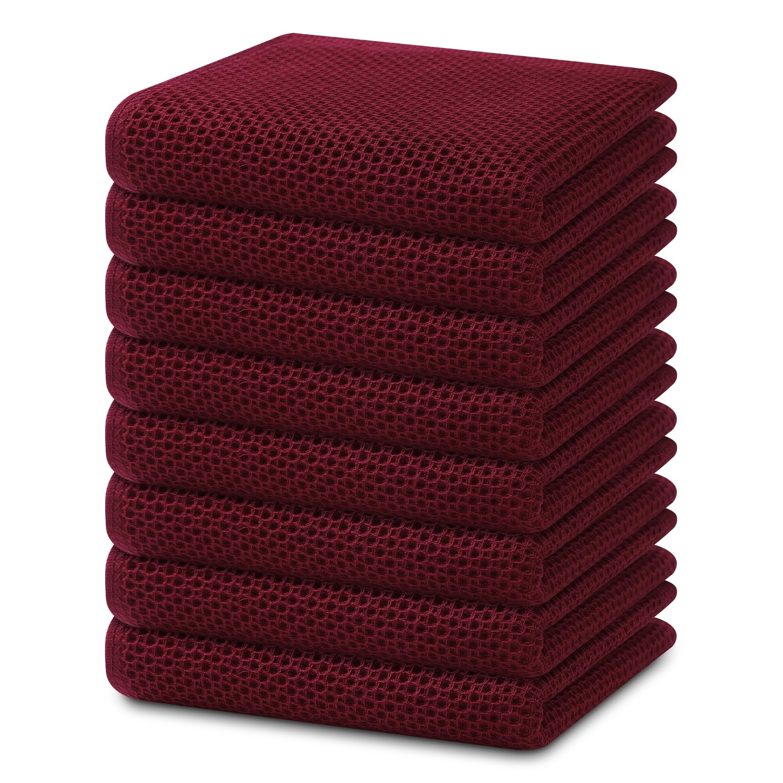Homaxy Strofinacci da cucina in 100% cotone a nido d'ape, ultra morbidi, assorbenti, ad asciugatura rapida, 33 x 71 cm, confezione da 8, bordeaux