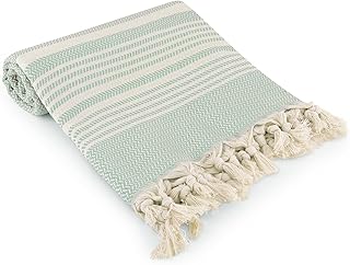 Premium 100% Organic Cotton Turkish Beach Towel – Mint Color, Ultra-Soft, Quick-Dry, High Absorbency, Handmade Towels with Free Biodegradable Bag - 100x180cm Large Size