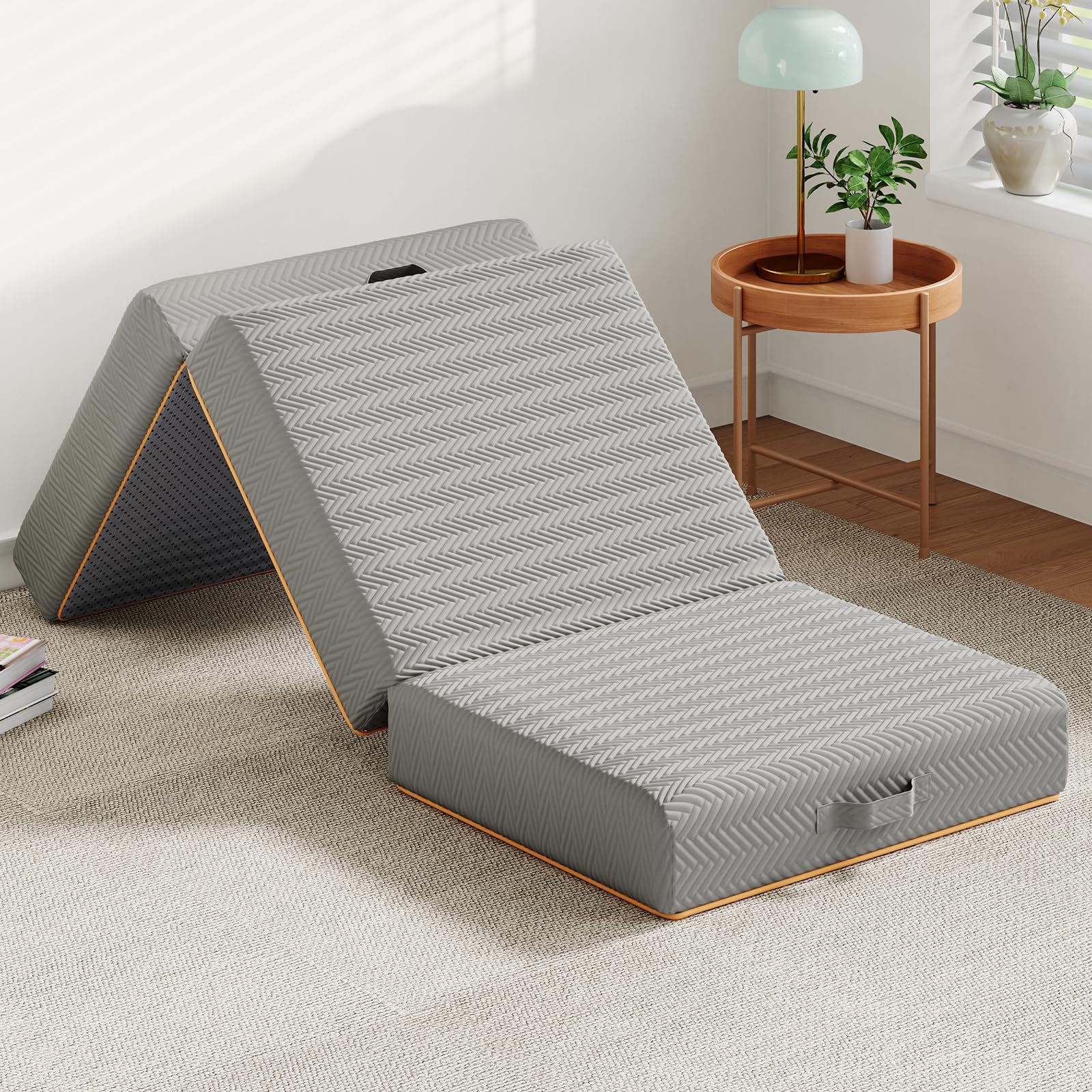 Warmiehomy Small Single Folding Mattress, 15CM Foldable Memory Foam Mattress with Washable Cover, Portable Trifold Floor Mattress for Travel, Camping, Guest, Dorm, Playroom, Home, Caravans