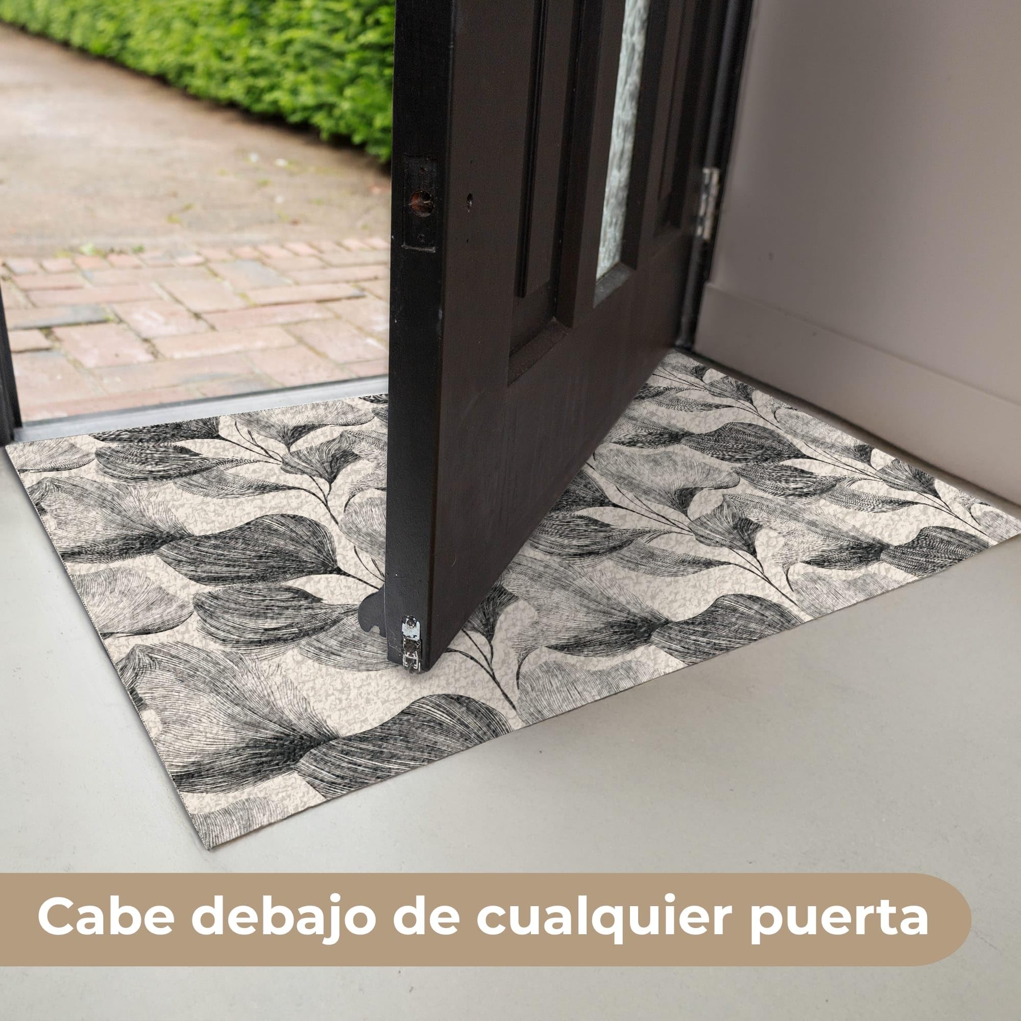 MuchoWow© Felpudo 60x90 cm Graciosos Divertidos Divertido Entrada Casa Tapete Goma Original Amazon Alfombra de Alfombrillas Interior Exterior Botánico - Hojas - Negro