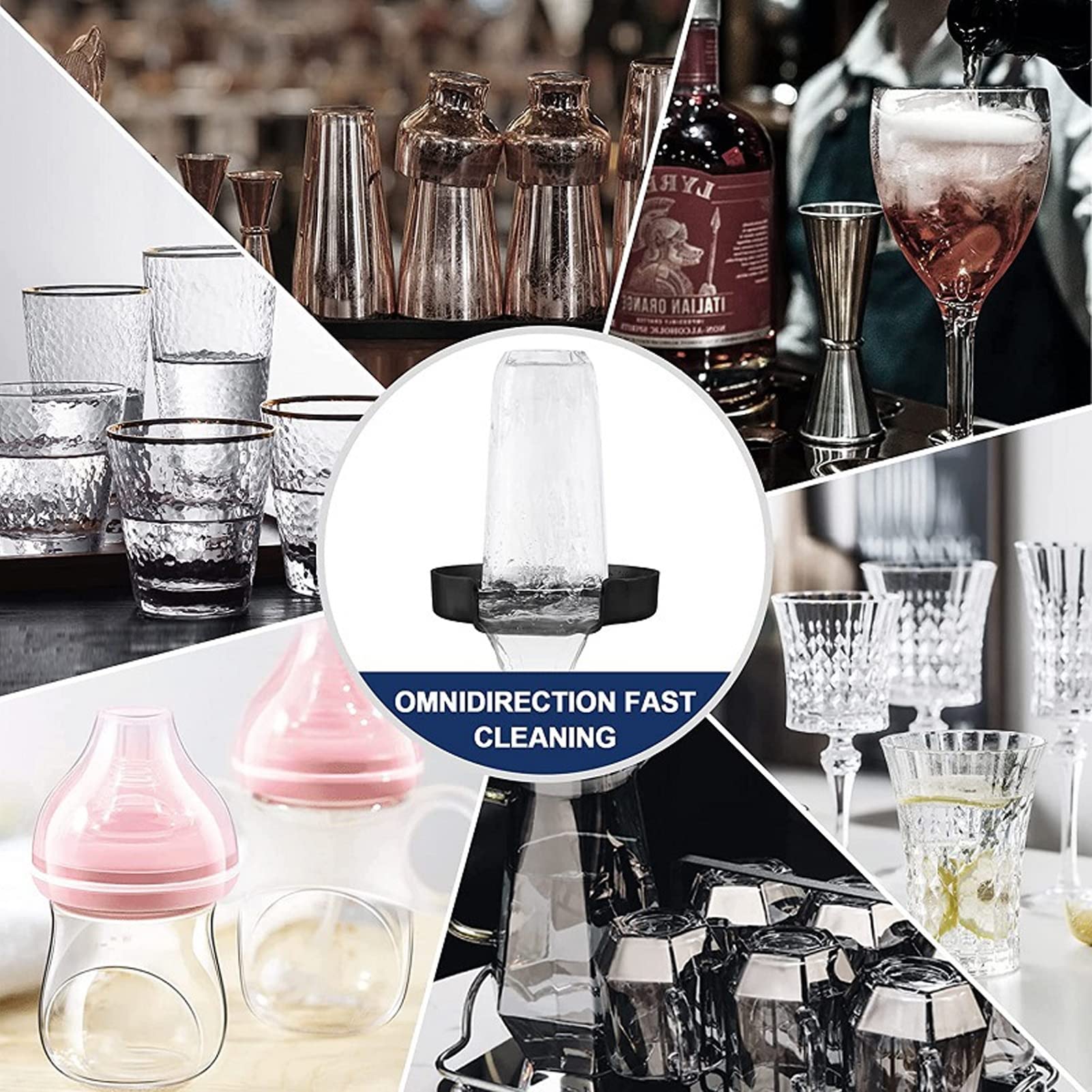 Rince-Verre G1/2, Robinet De Cuisine Lave-Bouteille en Acier Inoxydable, Nettoyeur De Tasses, Lave-Tasses, Jet d'eau à 360 Degrés pour Nettoyer Les Tasses De Vin Rouge, De Bière, De Café Et De Thé
