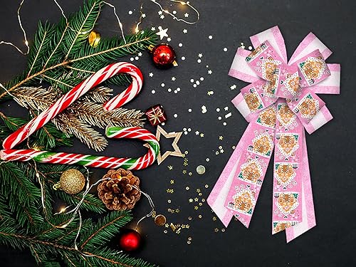 Miniatura 10 de Lazos grandes de Navidad para corona, lazos de corona de Navidad, lazos verdes a cuadros, lazos para decoración de árbol de casa de campo para