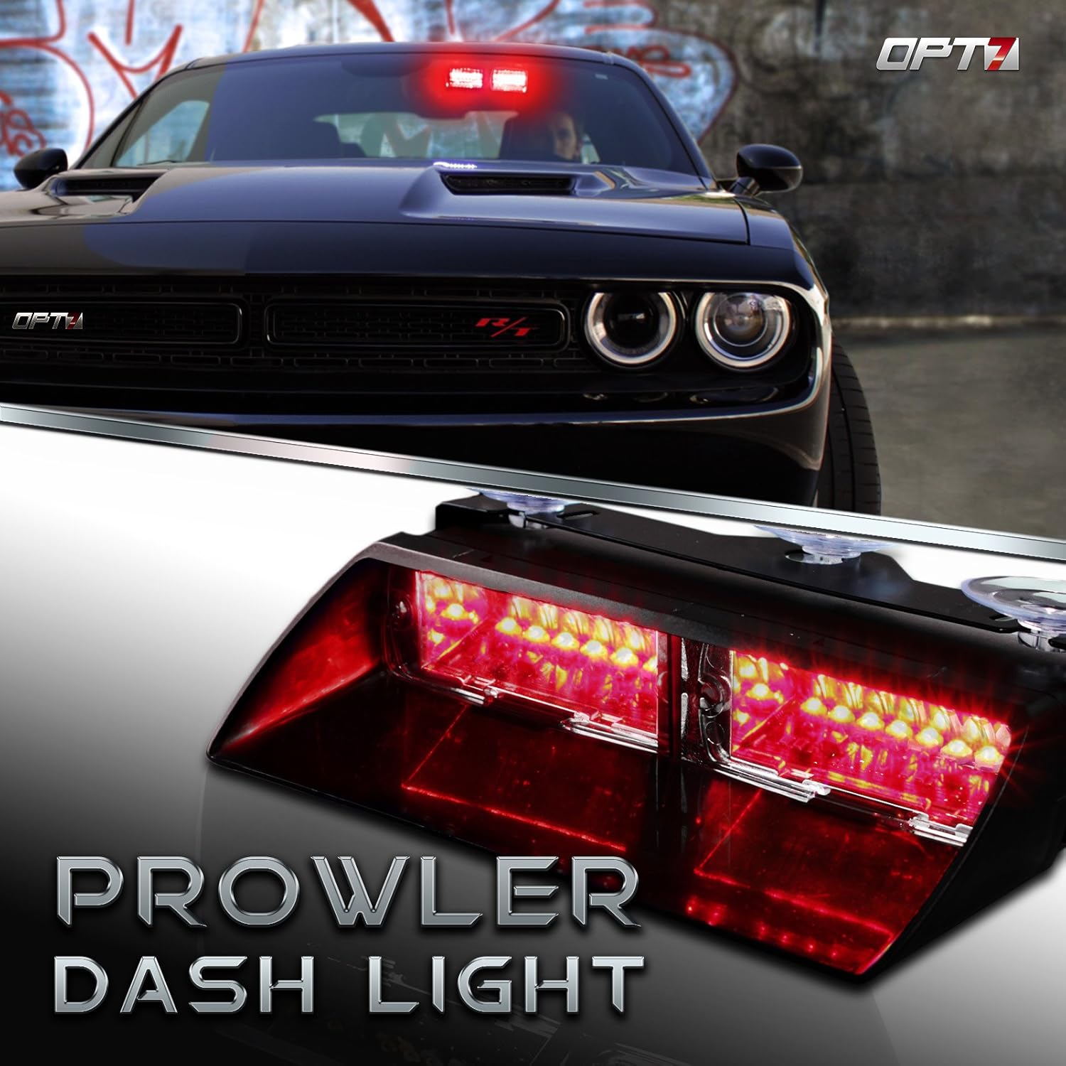 OPT7 Prowler Emergency Dash Light, 16 Daytime Visible LED Police Light, 18 Strobe