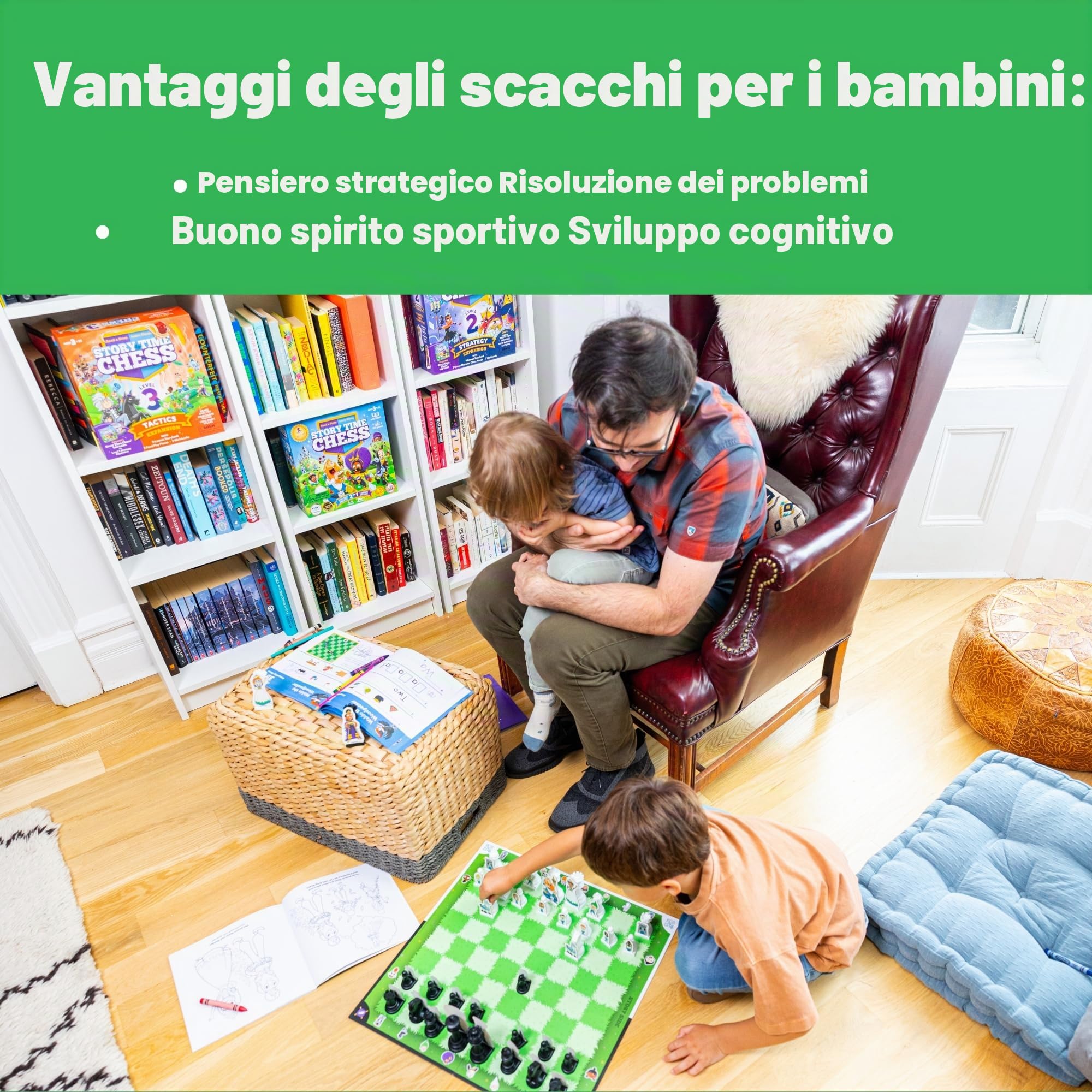 Story Time Chess - Scacchi per principianti, set di scacchi per bambini con libro, gioco di scacchi, giochi da tavolo tradizionali per ragazzi e ragazze dai 3 ai 103 anni