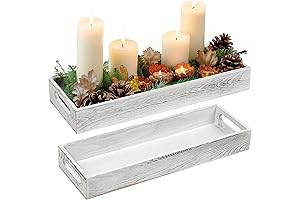 LotFancy Rustic Wooden Decorative Tray Set for Dining Room - Eye-Catching Centerpiece Trays