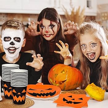 Amazon.com: 72Pcs Halloween Party Dinnerware Set Orange Black