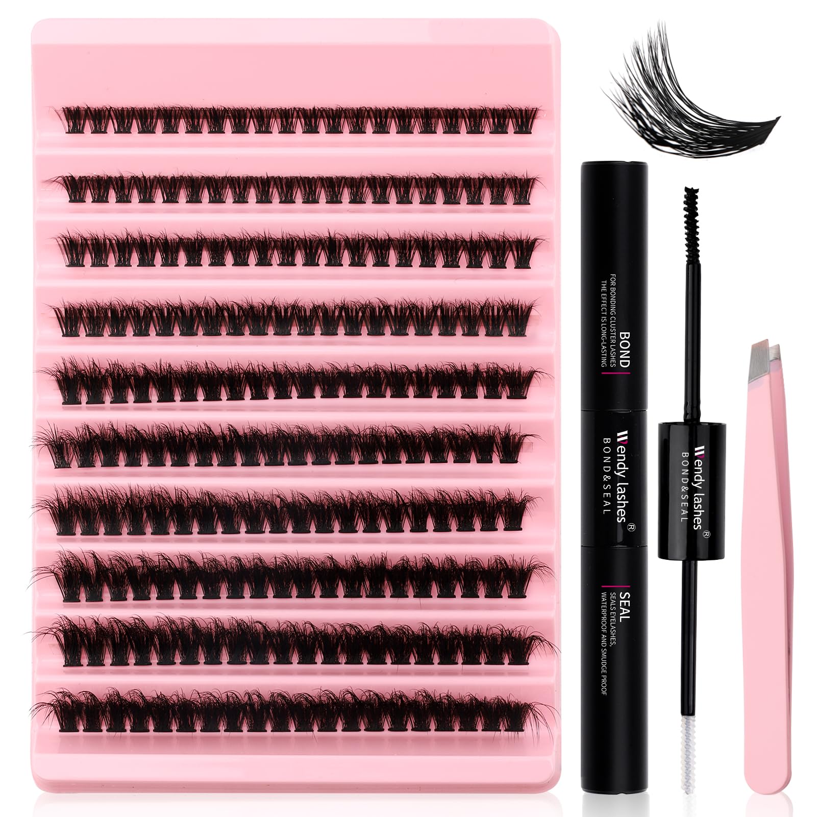 Kit Extensión de Pestañas Individuales 3D Effect 0.07 60D 8-16mm Fluffy Pestañas Postizas Individuales Cluster Lashes Kit para Extensión de Pestañas DIY en Casa(3D-60D)